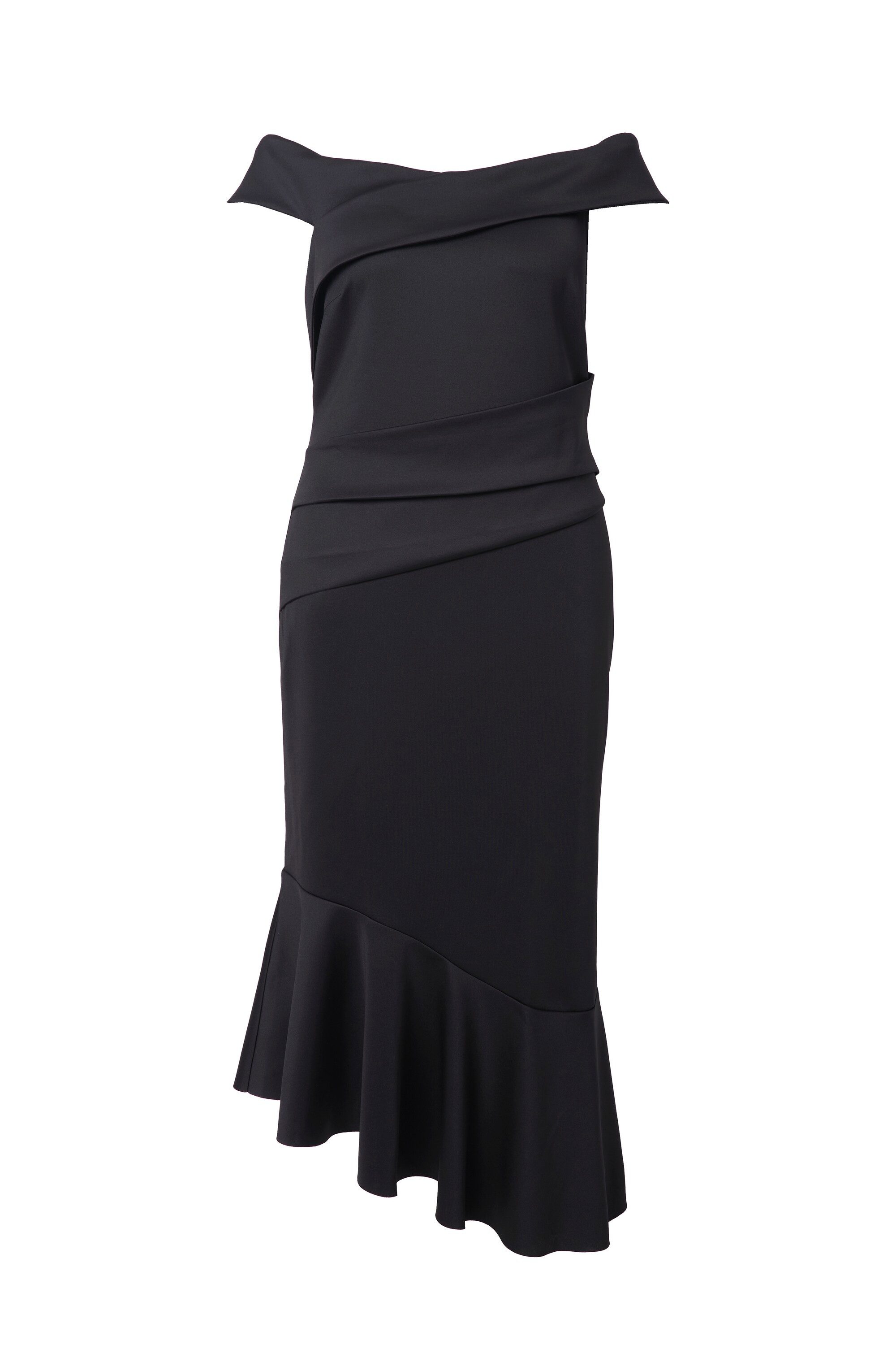 Ulla Popken Cocktailkleid Scuba-Maxikleid Carmenausschnitt Drapierung günstig online kaufen