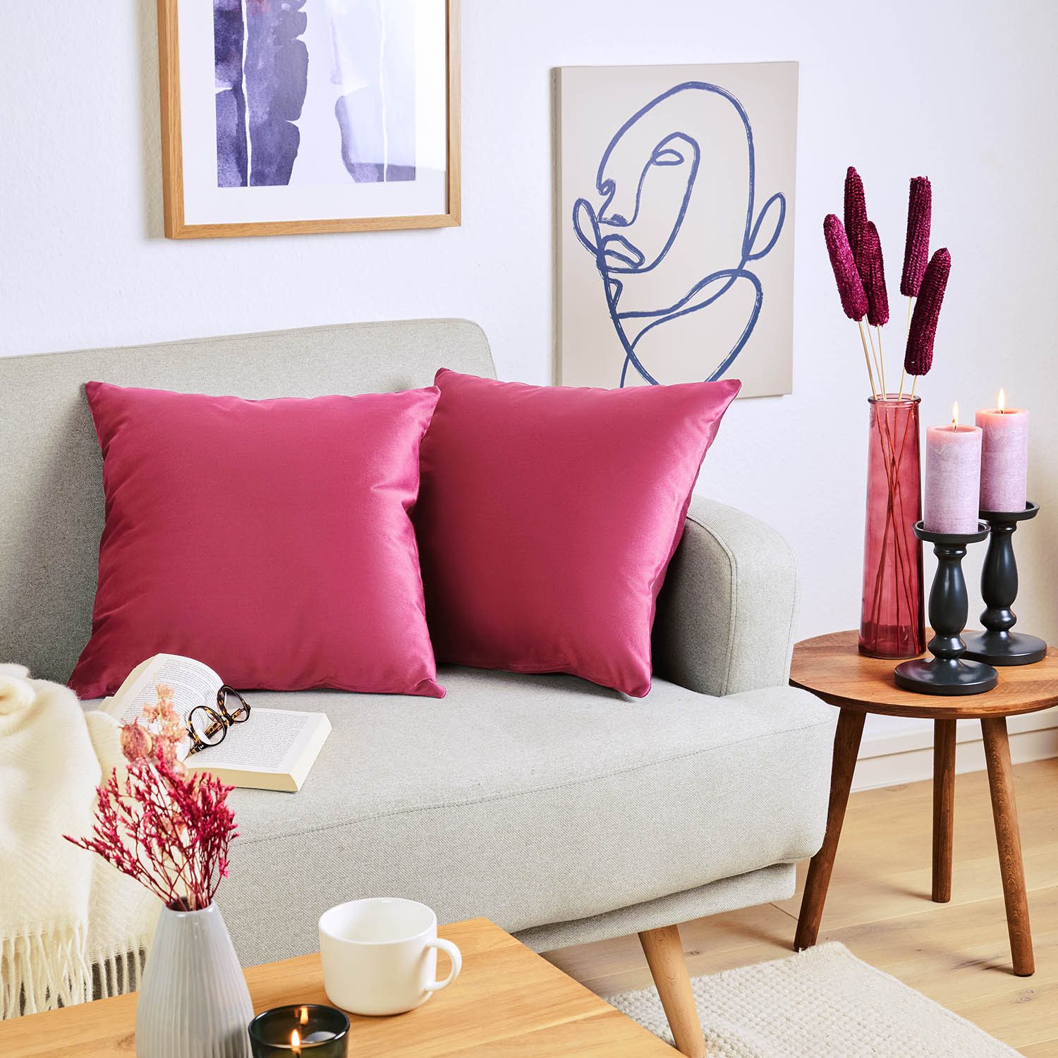 Blumtal Kissenbezug 2er Set - dekorativer Samt Kissenbezug mit verstecktem günstig online kaufen