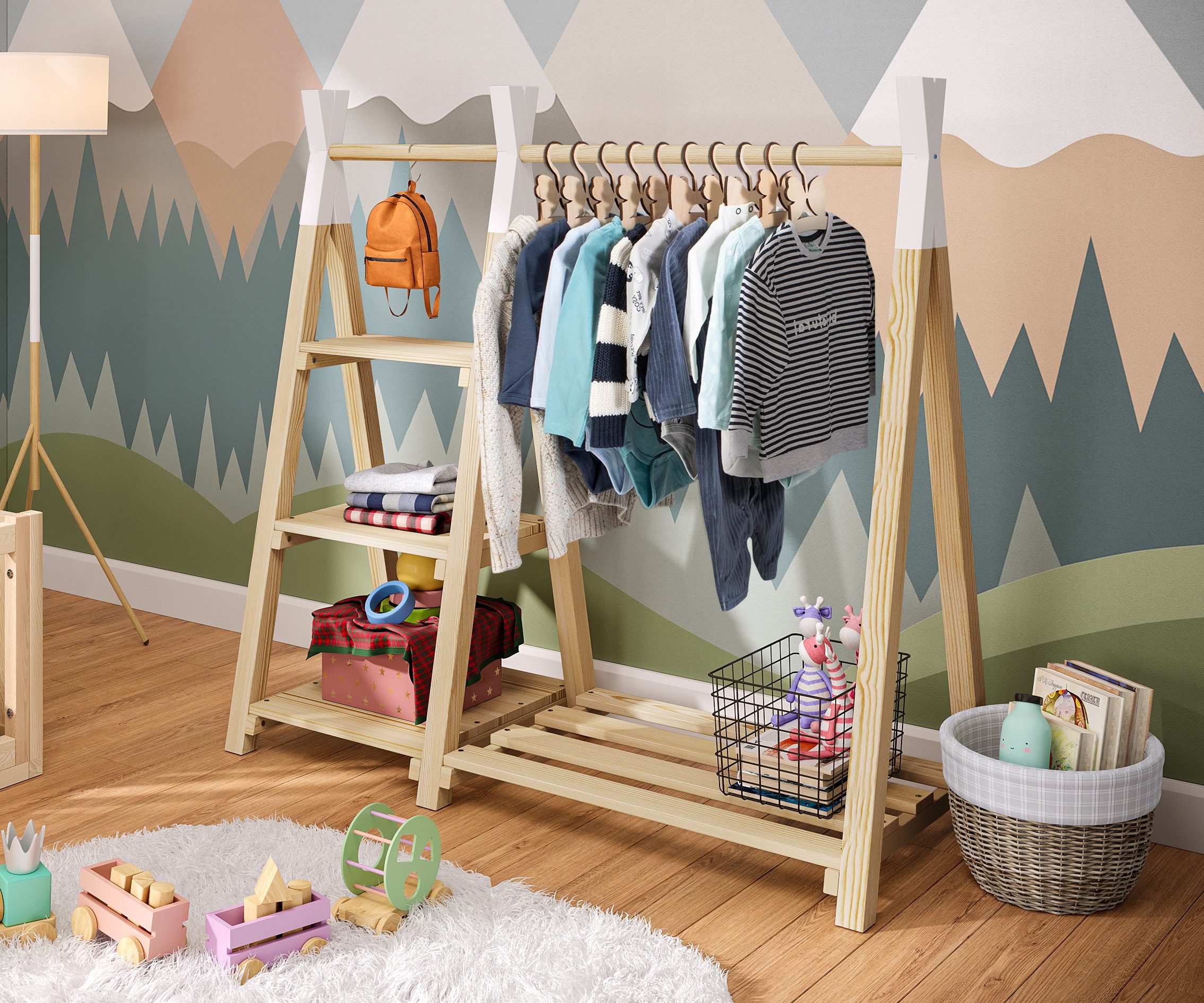 Bellabino Kleiderstange Ryck (Kindergarderobe inkl. 3 günstig online kaufen