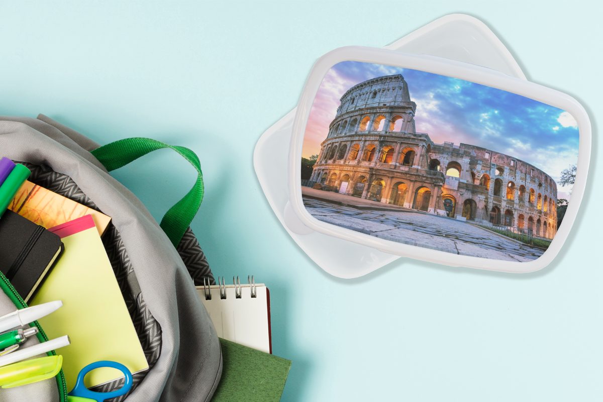 (2-tlg), und - Jungs Kunststoff, Rom - Mädchen Brotdose, Lunchbox Kolosseum und für Erwachsene, Kinder Lampen, Brotbox für MuchoWow weiß