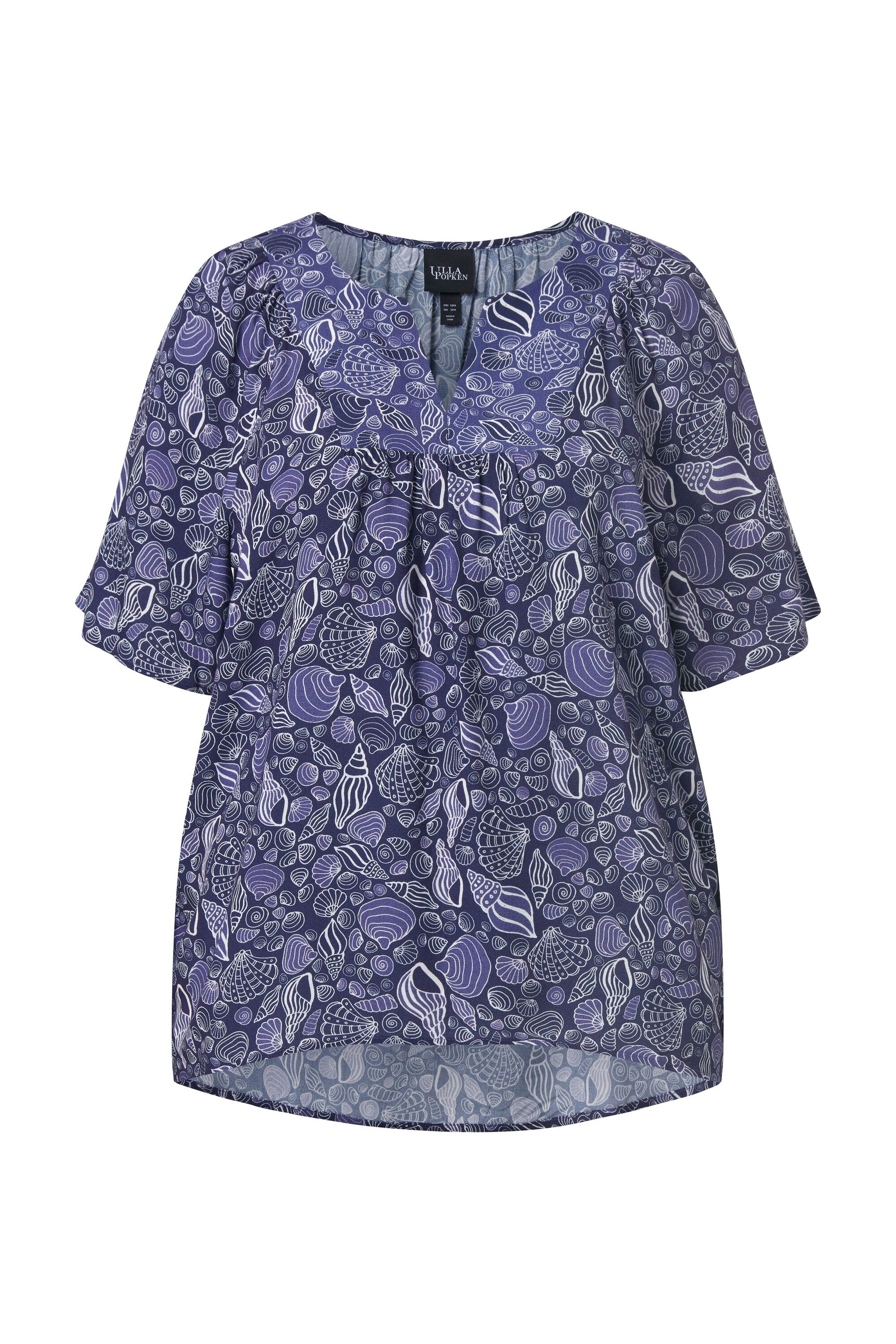 Ulla Popken Tunika Tunika Muscheln A-Linie Tunika-Ausschnitt Halbarm
