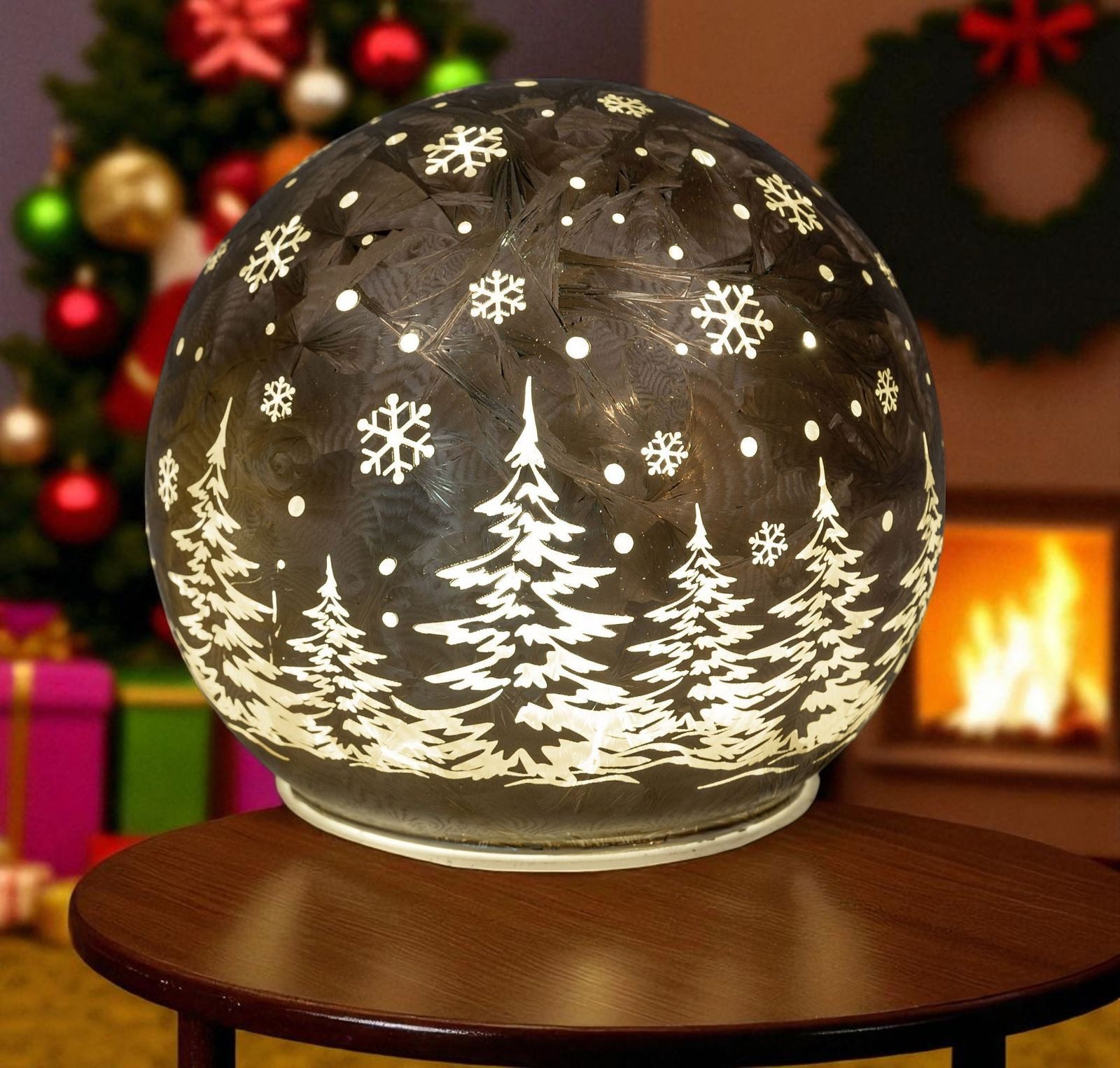 formano LED Dekolicht Glas-Kugel Frosty Braun 12 cm Timer 6h/18h Weihnachte günstig online kaufen