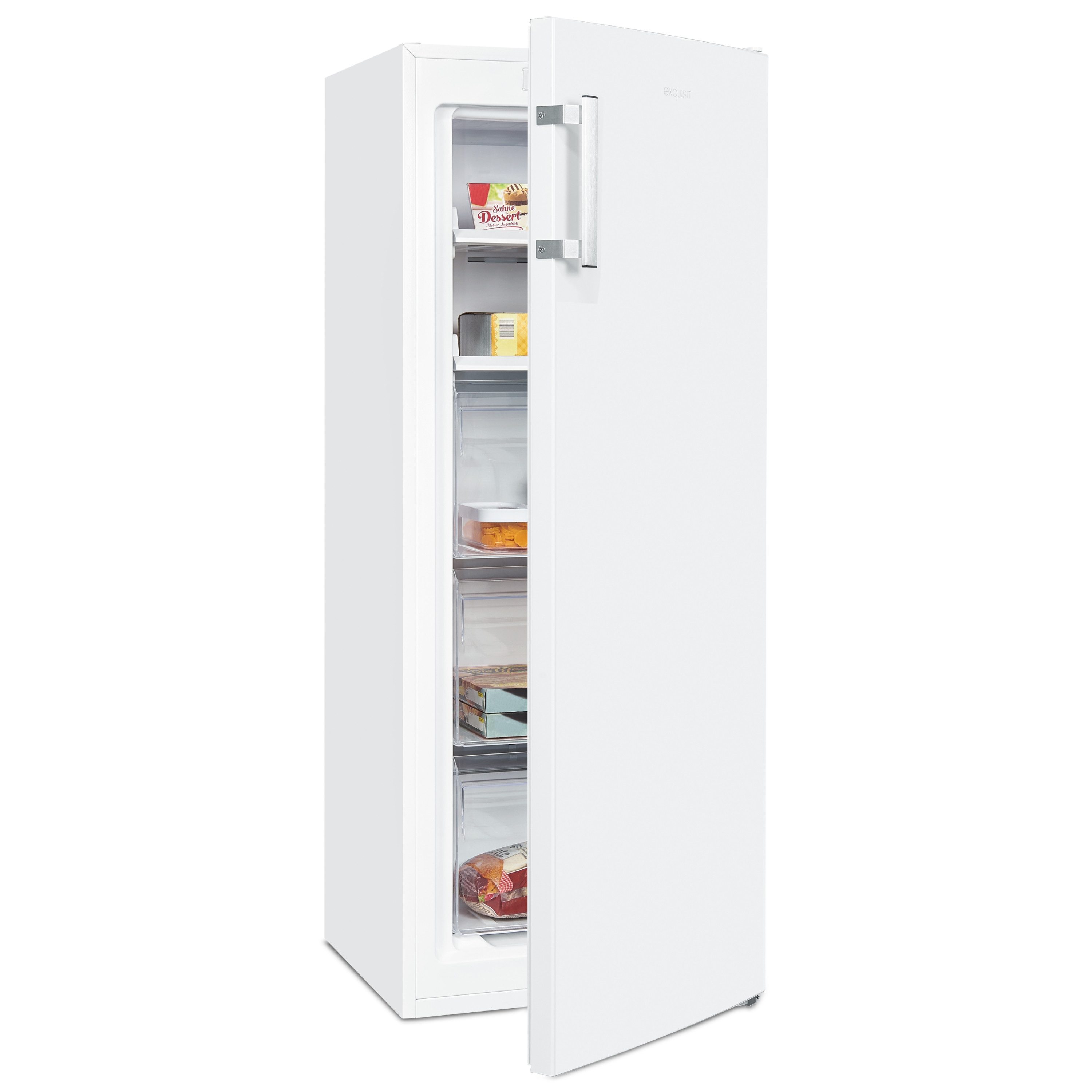 exquisit Gefrierschrank GS5231-NF-H-040C weiss, 143 cm hoch, 54 cm breit, NoFrost, Abtauverfahren automatisch, Schnellgefrierfunktion