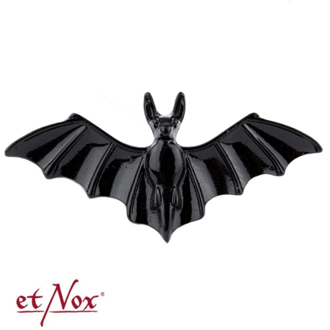 etNox Fingerring Ring Fledermaus schwarz: verstellbarer Halloween Schmuck