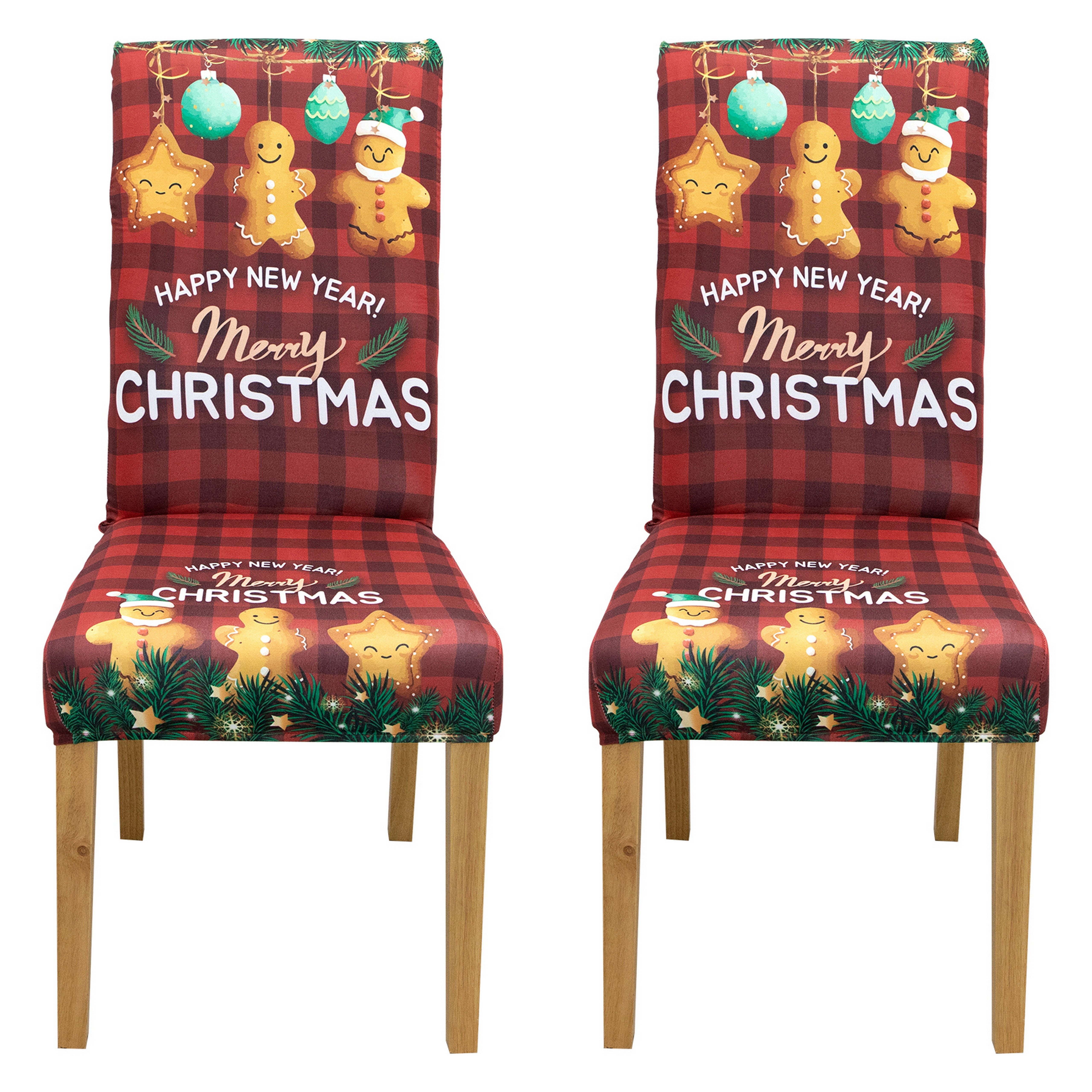 Qelus Stuhlhusse Stuhlhusse Stretch Stuhlhussen Weihnachtsmann Druck 2er/4e günstig online kaufen