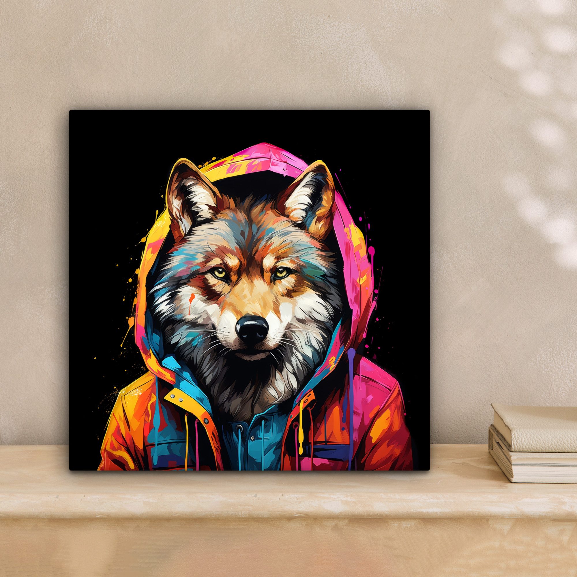OneMillionCanvasses® Leinwandbild Graffiti - Wolf - Jacke - Schwarz, Fotodr günstig online kaufen