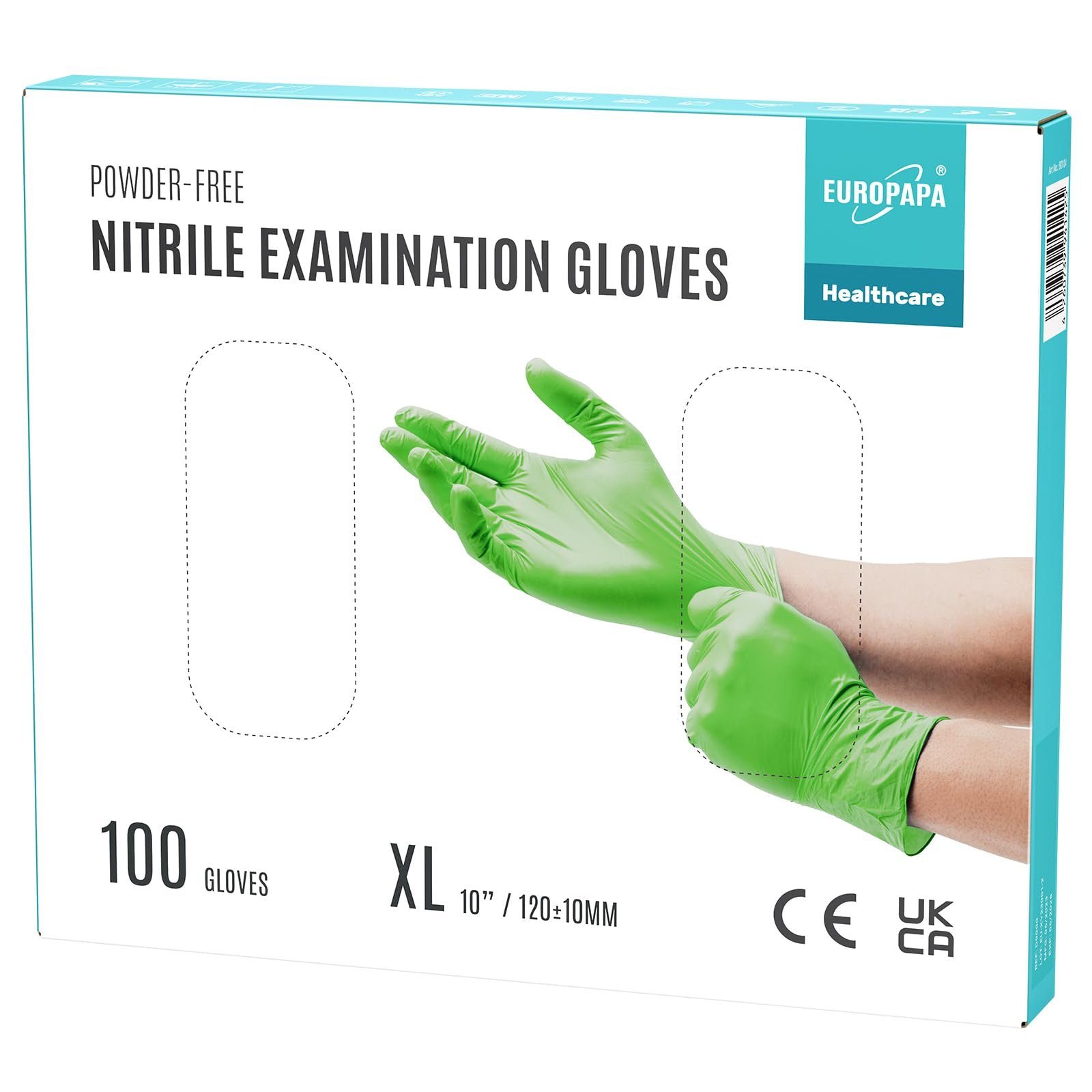 EUROPAPA Nitril-Handschuhe Medical Einmalhandschuhe Untersuchungshandschuhe (100 Stück, puderfrei ohne Latex, Gummihandschuhe) unsteril latexfrei disposible gloves