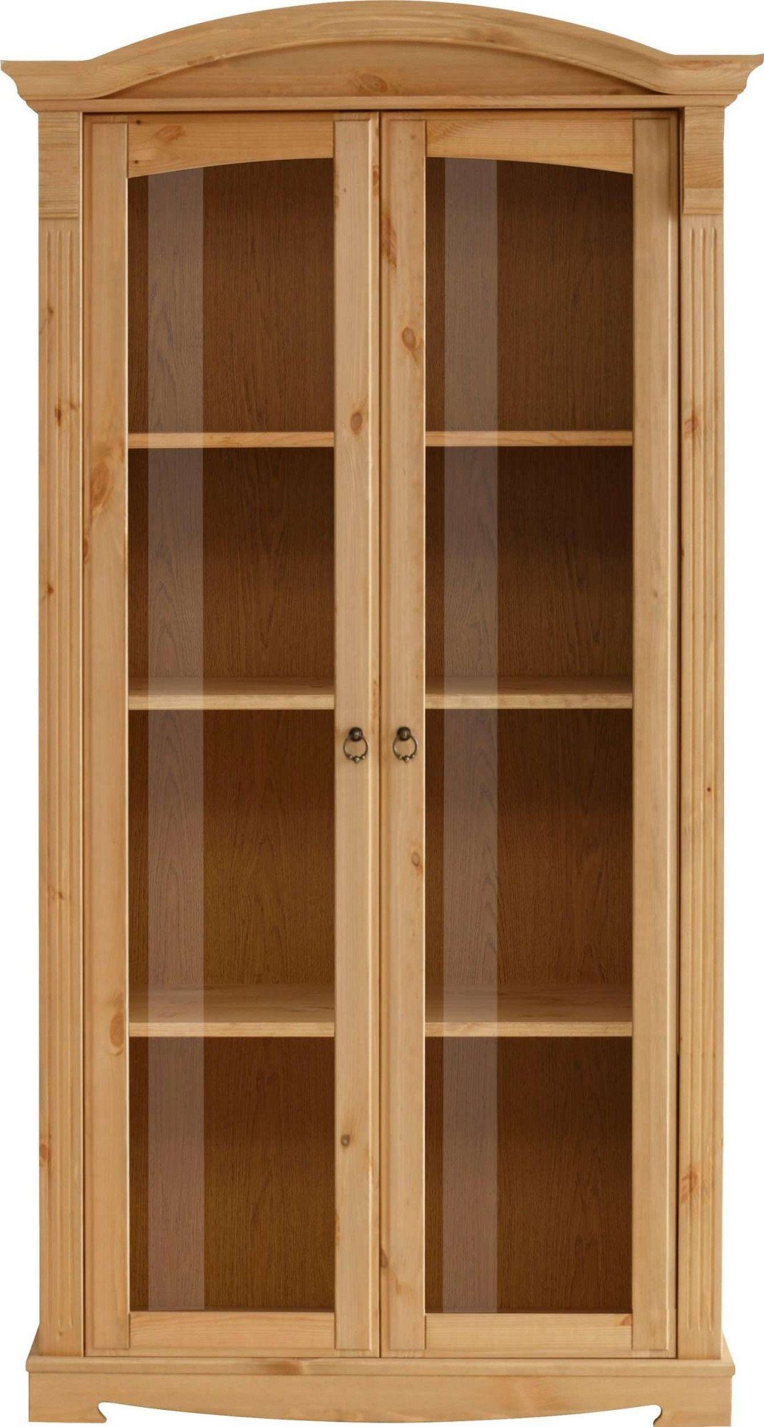 OTTO home Vitrine Anna (Gesamtmaße (B/T/H): ca. 97/46/188 cm) mit Glastüren, Höhe 188 cm, Massivholz, mit Zierfräsungen, FSC®