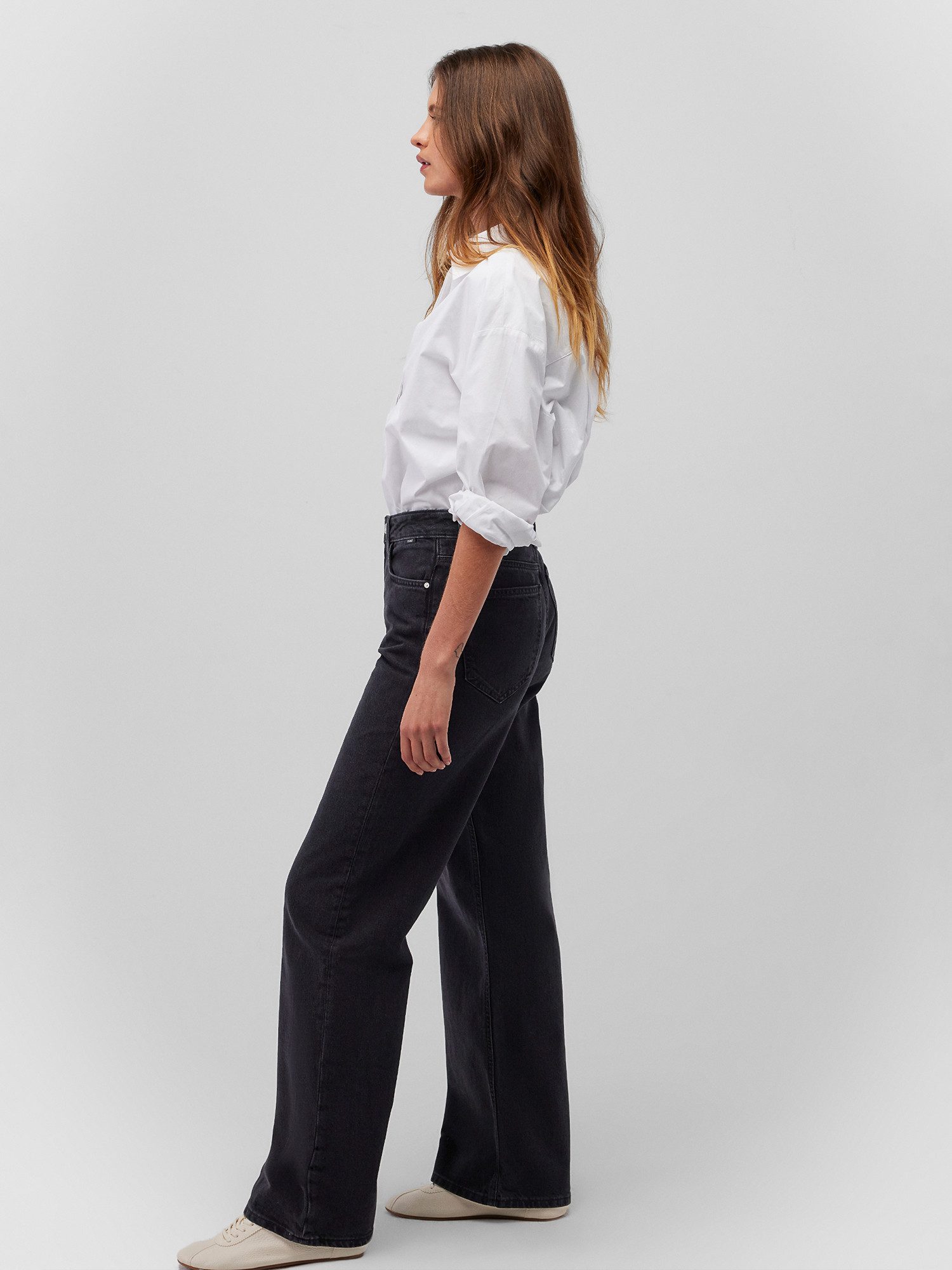 Mavi Boyfriend-Jeans Jeans Loose Fit High-Rise Wide Leg 5-Pocket MALIBU; mid indigo brushed 90s
