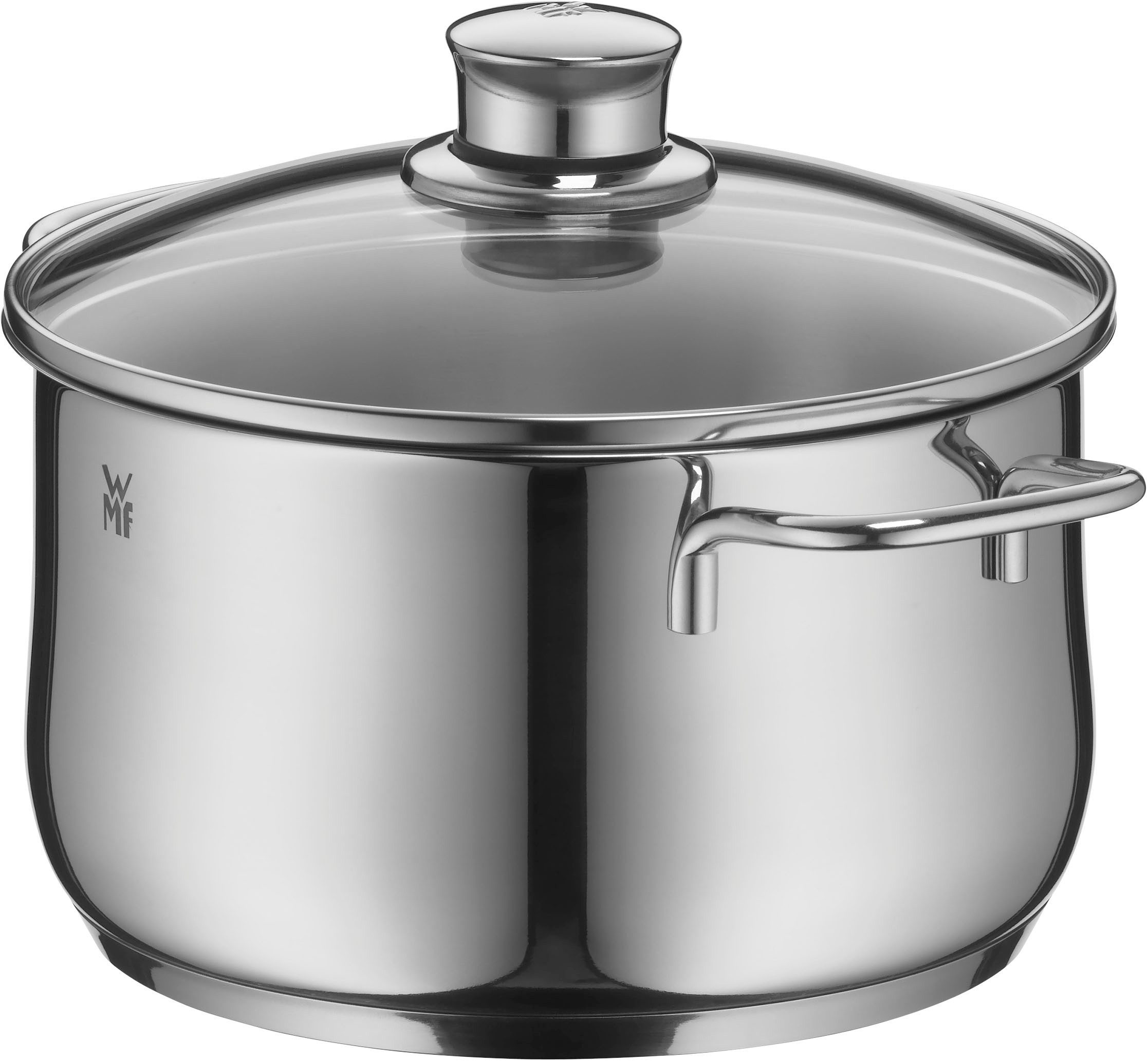 WMF Fleischtopf Diadem Plus, Cromargan® Edelstahl Rostfrei 18/10 (2-tlg), breiter Schüttrand, außergewöhnliches Design, spülmaschinengeeignet