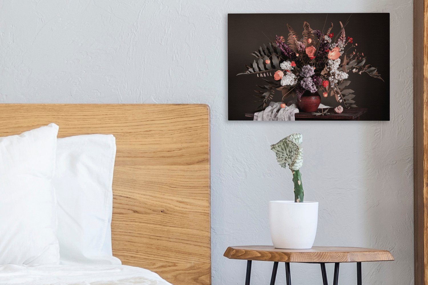 Leinwandbild OneMillionCanvasses® - - Farben, 30x20 St), Aufhängefertig, cm Wandbild Stilleben Leinwandbilder, Blumenstrauß Wanddeko, (1