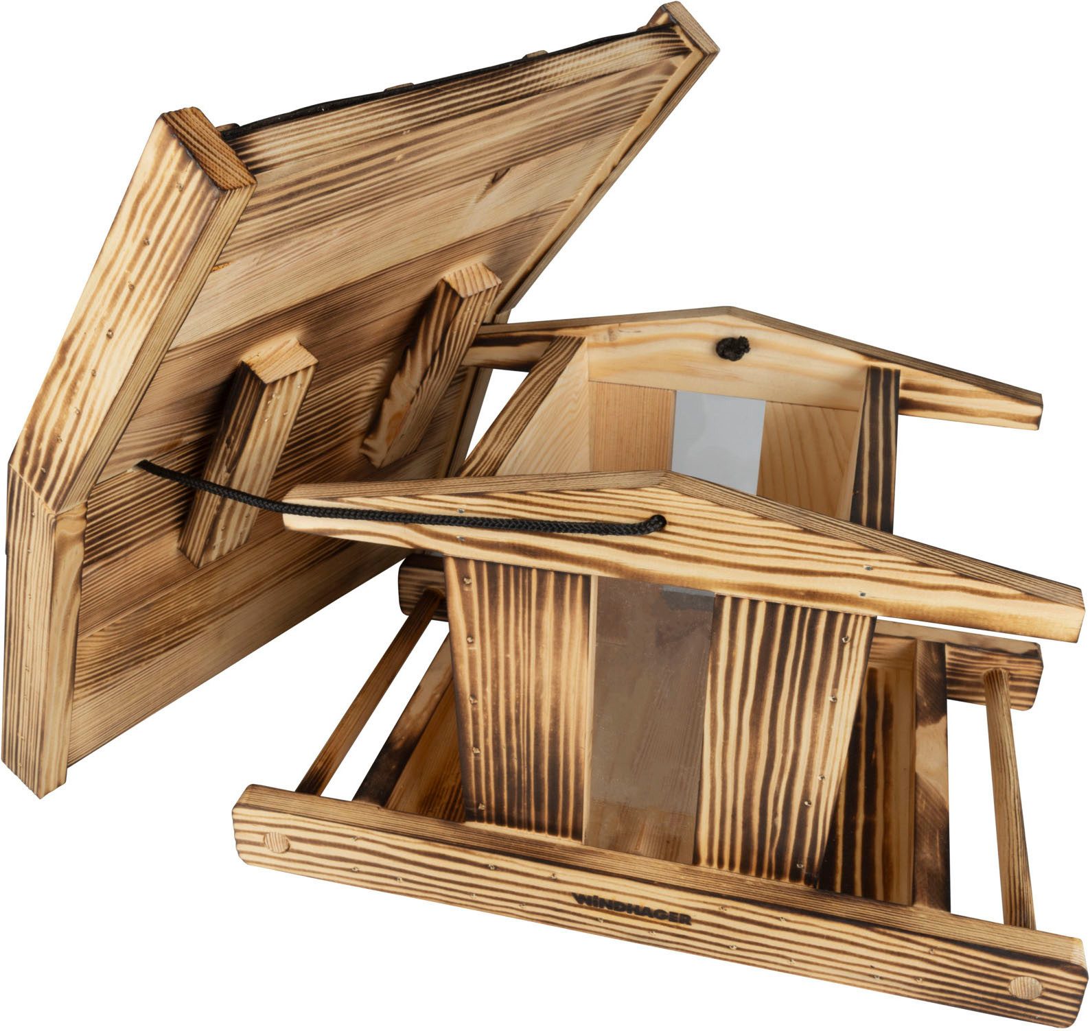 Windhager Vogelhaus Canteen XL, Vogelfuttersilo aus massiven Kiefernholz, Futterstation inkl. Aufhängung, Füllvolumen ca. 4 Liter