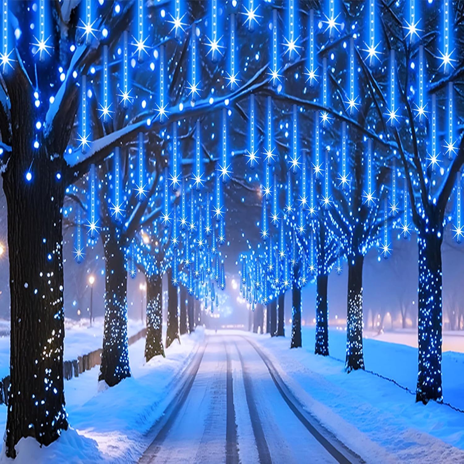 Merry 2024 LED-Lichterkette LED-Lichterkette Meteorschauer Regen Lichter,LED Dekolicht, Eiszapfen Regentropfen,30/50cm,LED Dekolicht