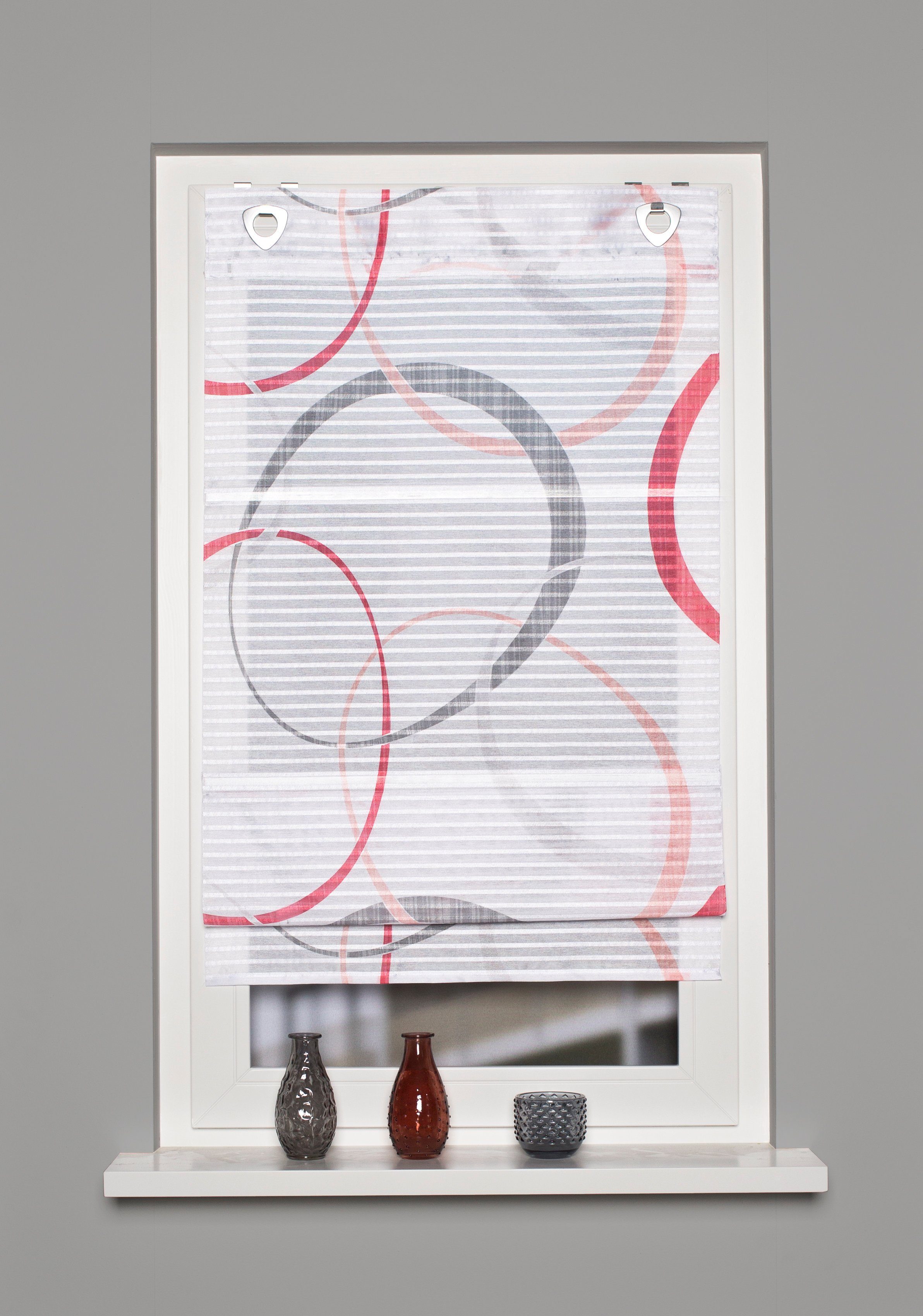 HOME WOHNIDEEN Magnetrollo Magnetrollo Vitus rot, ohne Bohren, bedruckt