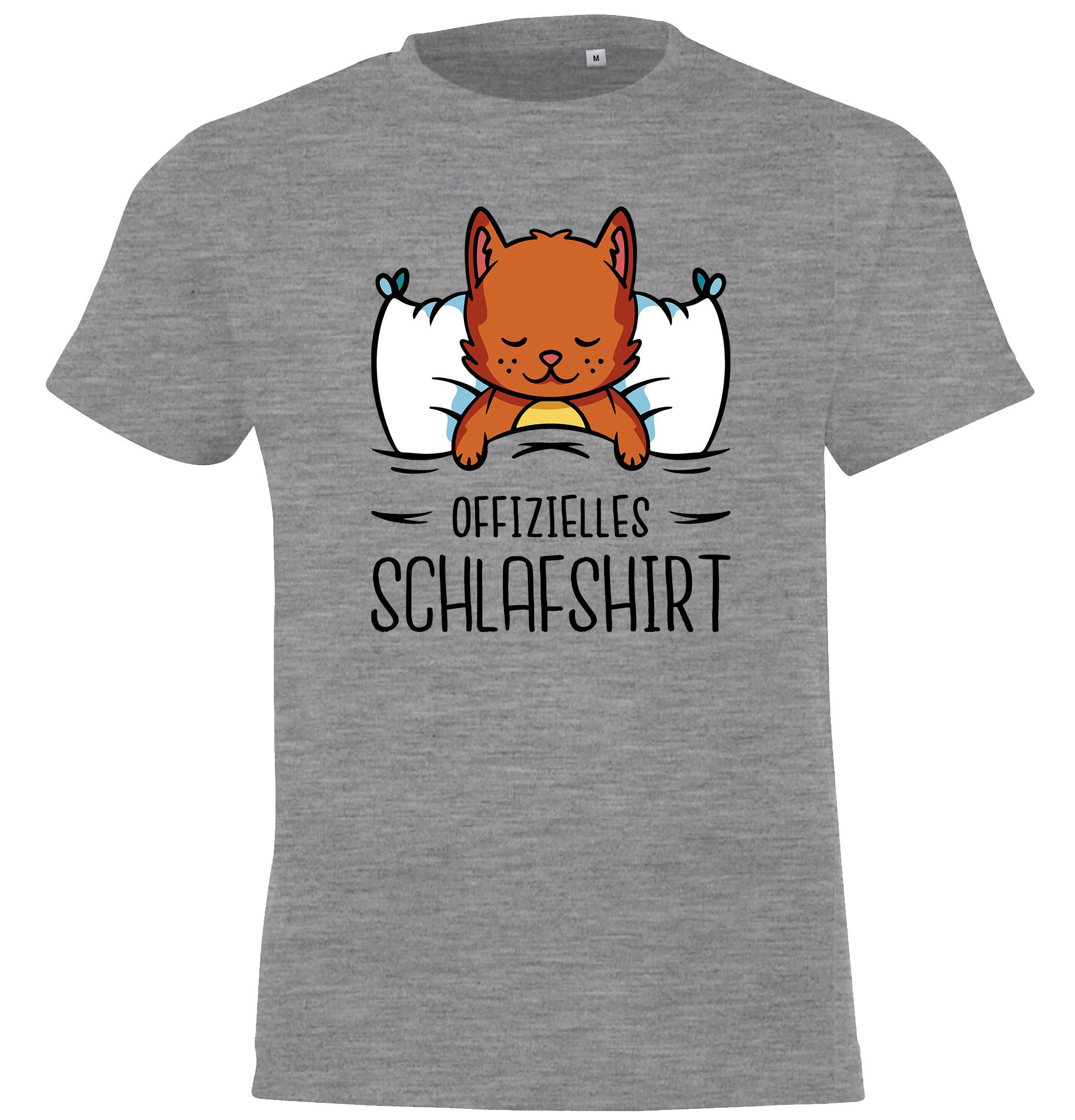 Youth Designz T-Shirt Offizielles Schlafshirt mit Katze Kinder Shirt für Jungen und Mädchen mit lustigem Frontprint Grau