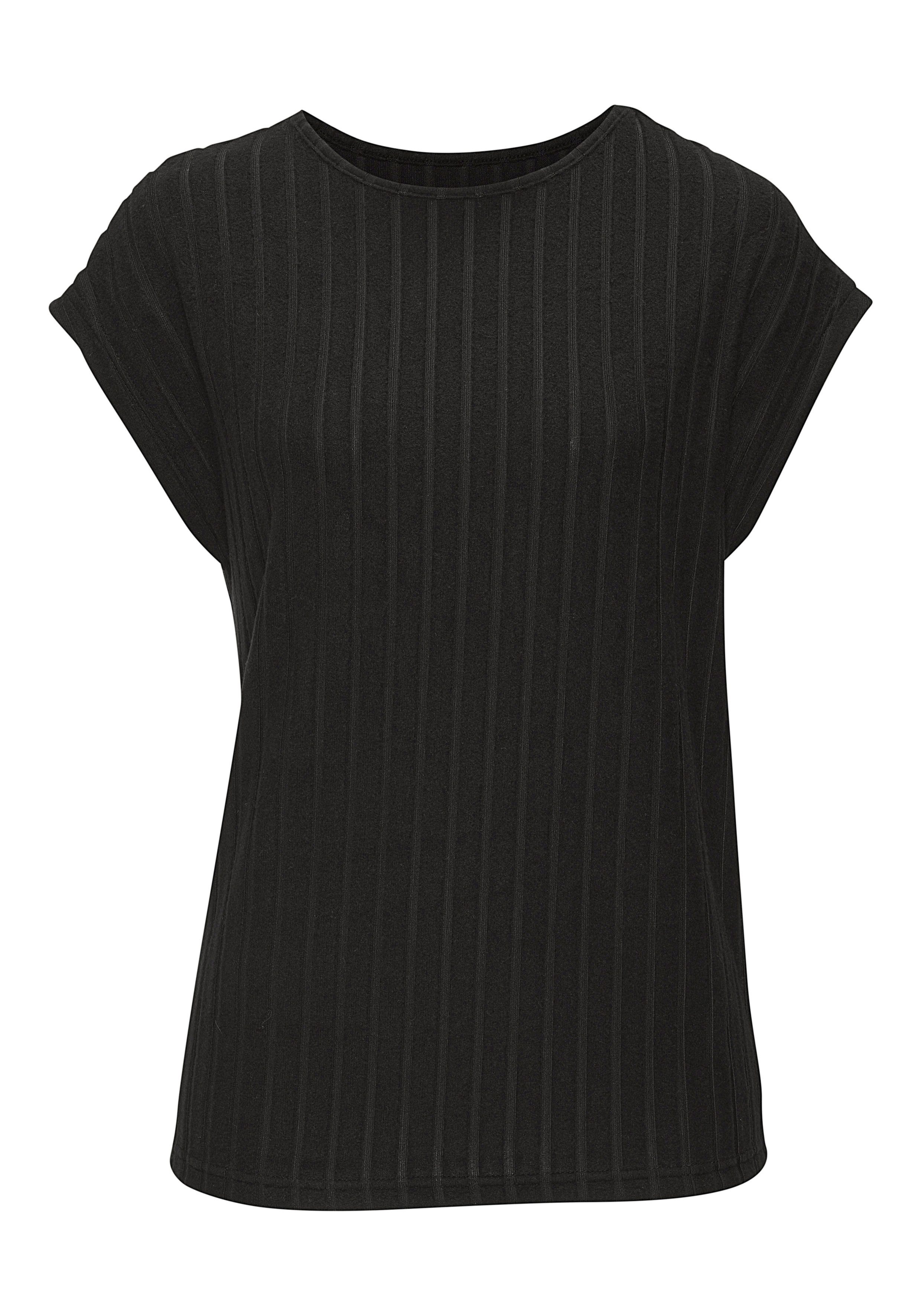 Vivance by Lascana Kurzarmshirt aus kuscheliger Rippware mit flauschigem Griff kuscheliges T-Shirt, Rippshirt aus weicher Jerseyware, lässig