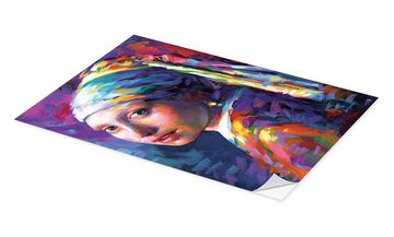 Posterlounge Wandfolie Leon Devenice, Mädchen mit Perlenohrring, Farbenfroh, Wohnzimmer Modern Illustration
