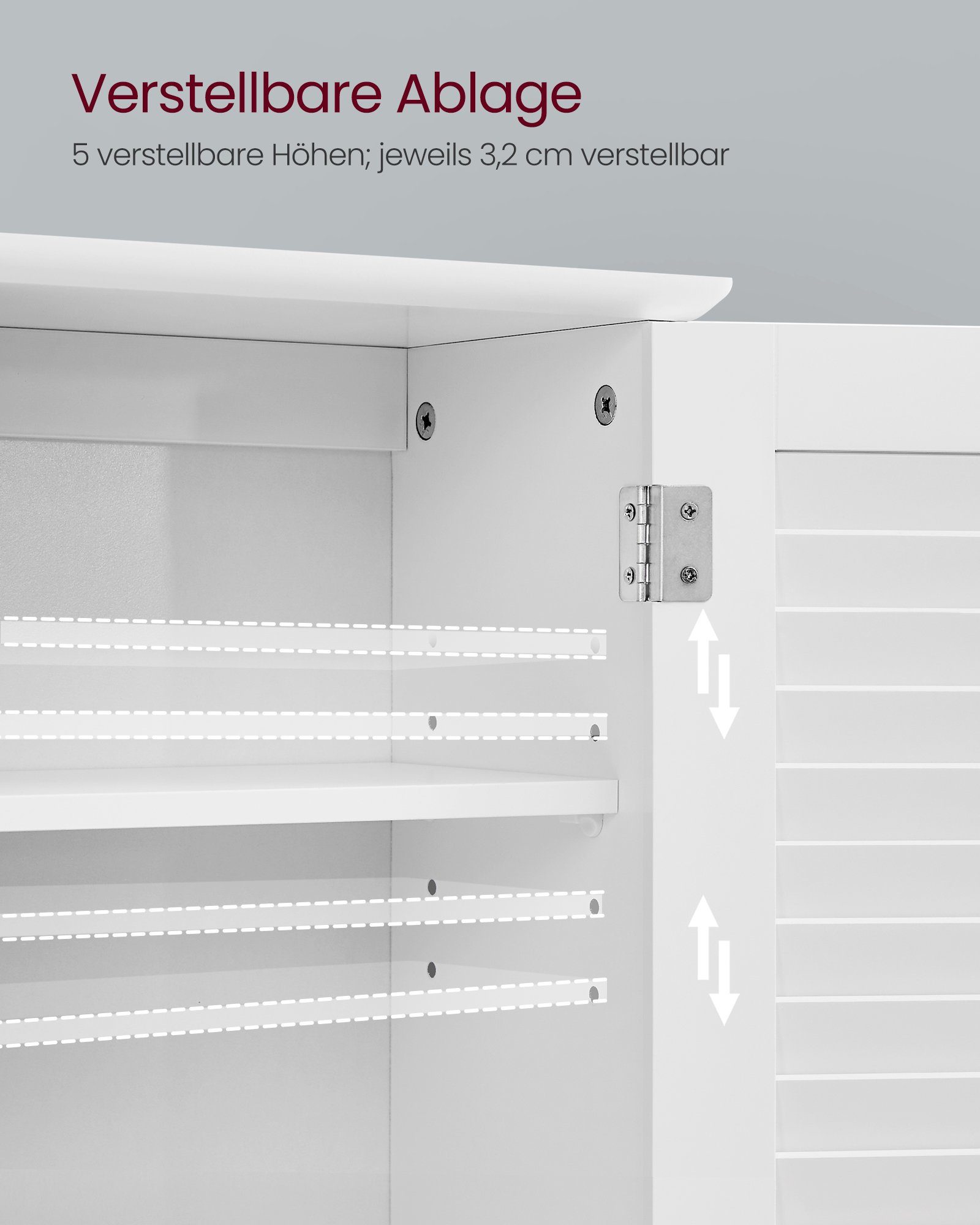 VASAGLE Hängeschrank Badezimmerschrank Wandschrank Lamellentüren und offenem Fach