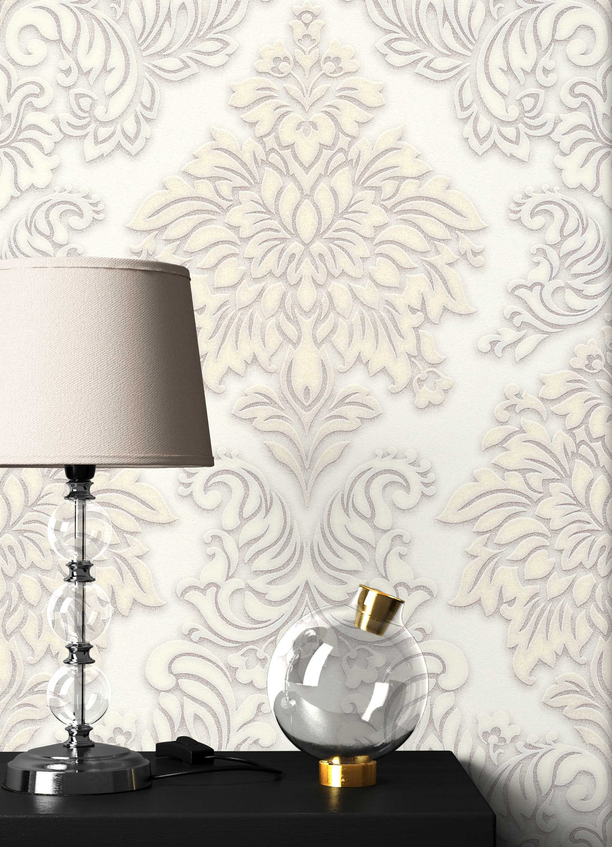 Newroom Vliestapete Muster Tapete Barocktapete Ornament, Wohnzimmer