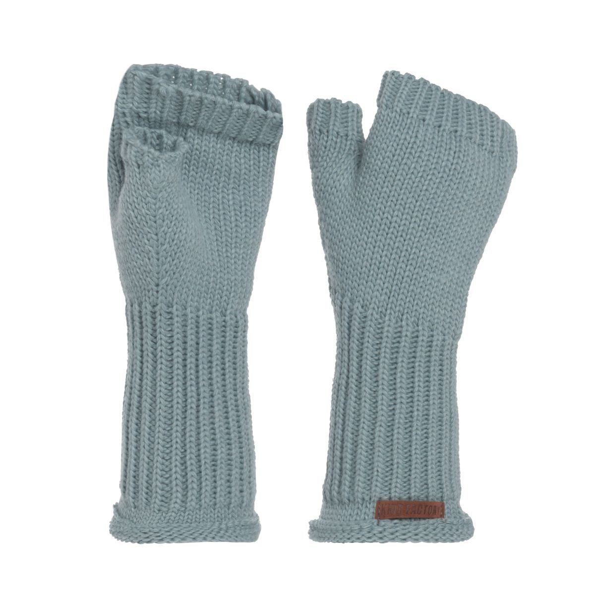 Knit Factory Strickhandschuhe Cleo Handschuhe One Size Glatt Stonegreen (1-St) Handschuhe Handstulpen Handschuhe ihne Finger