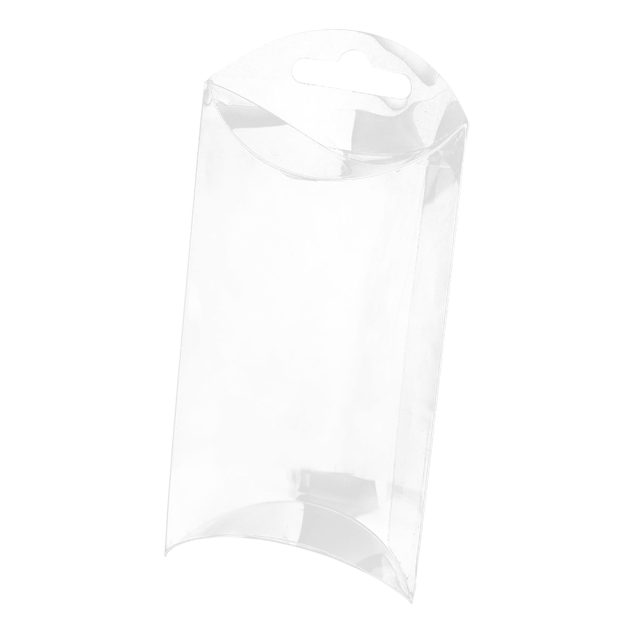 maDDma Geschenkbox 50 transparente Kissenboxen mit Lochung Geschenke Sichtverpackung (50er Pack, 50 St), 7 x 5 x 1.5 cm, Geschenk Schachtel