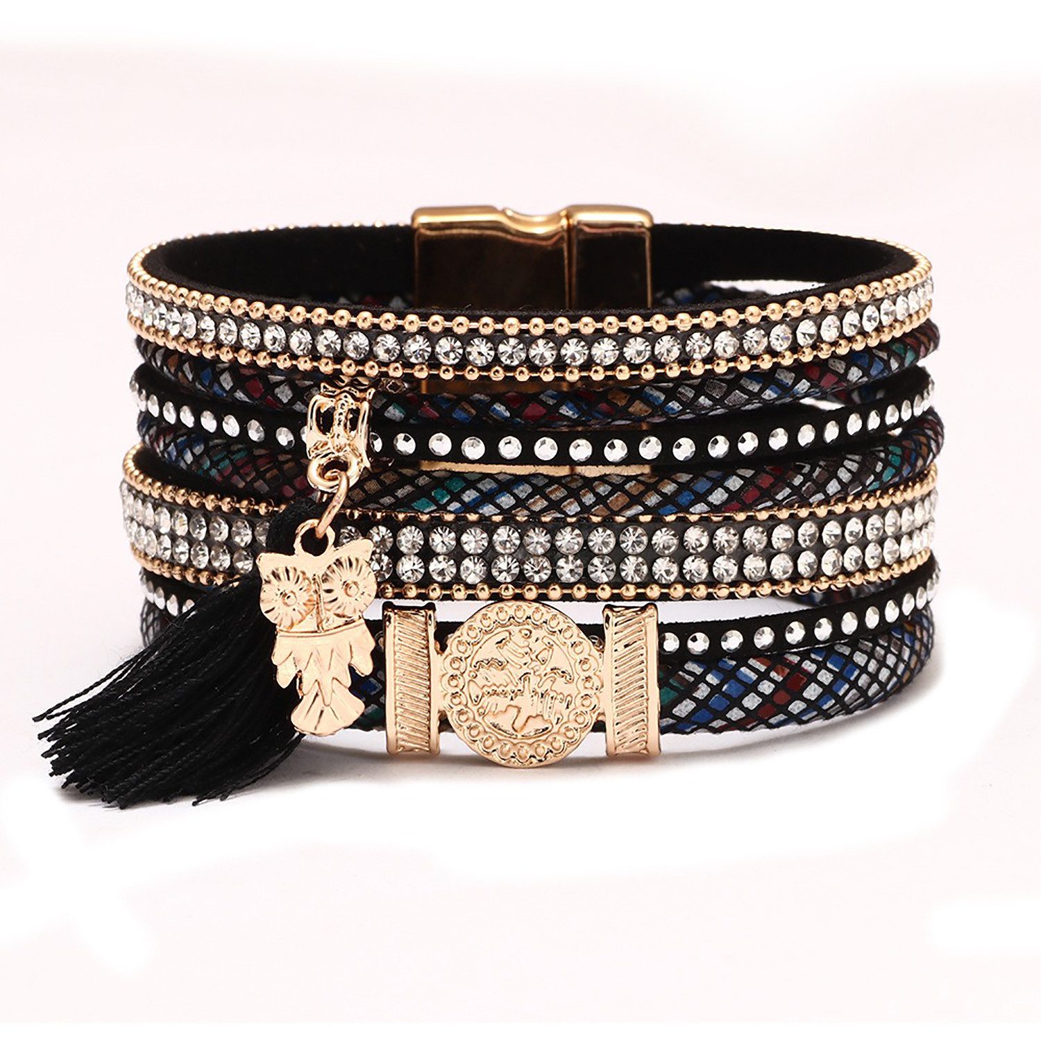 Refttenw Lederarmband Damen Boho Strass Leder günstig online kaufen