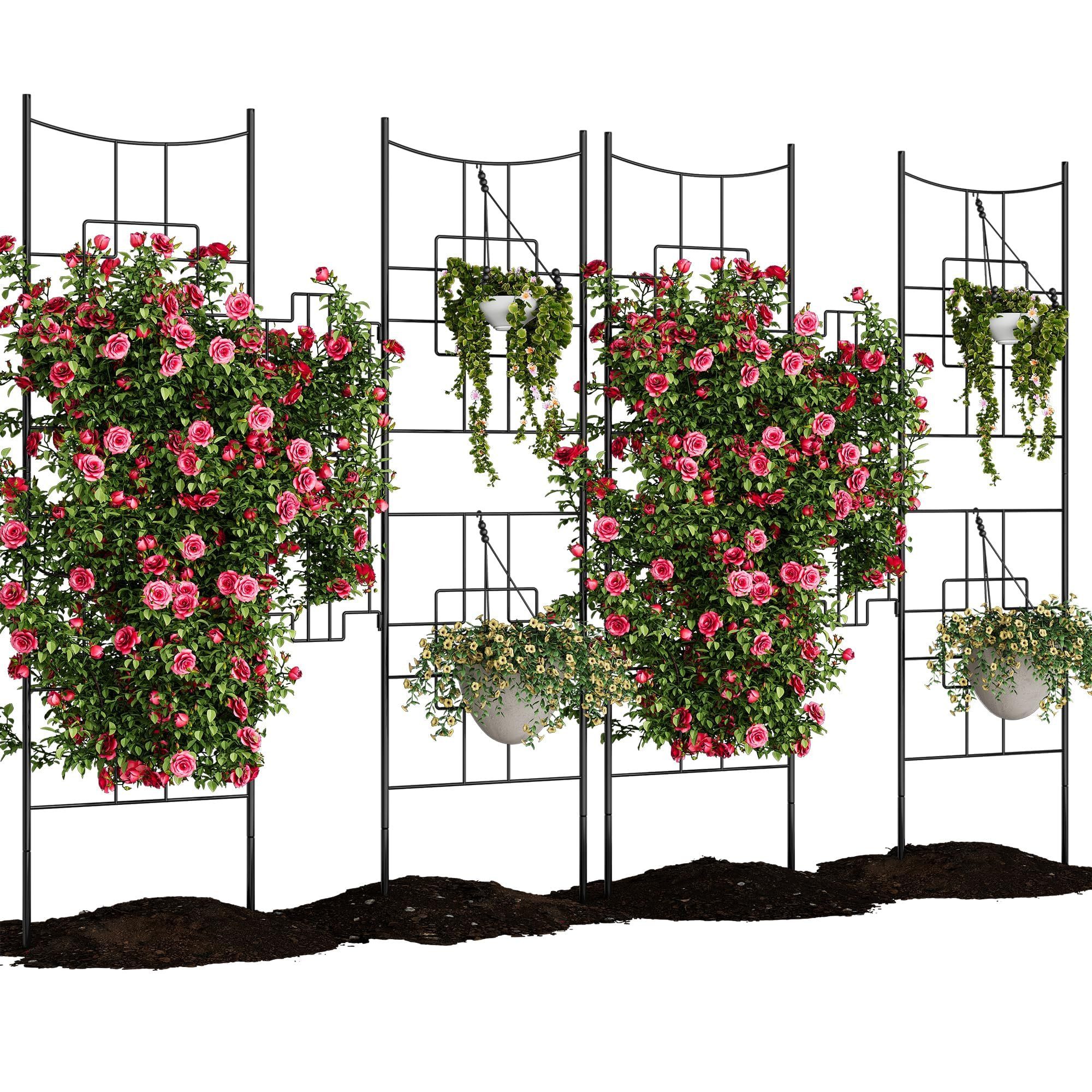 GarveeMore Rosenbogen Garten Trellissen für Kletterpflanzen im Freien Datenschutzbildschirm