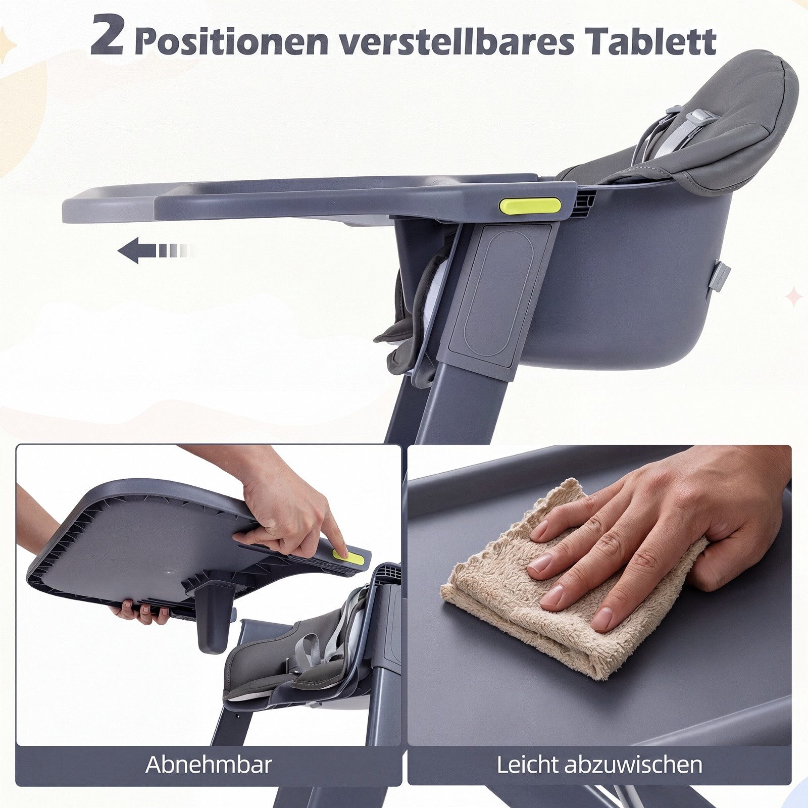 COSTWAY Hochstuhl (1 St), 3 in 1 Kinderstuhl, Babystuhl für Kinder von 6-36 Monaten