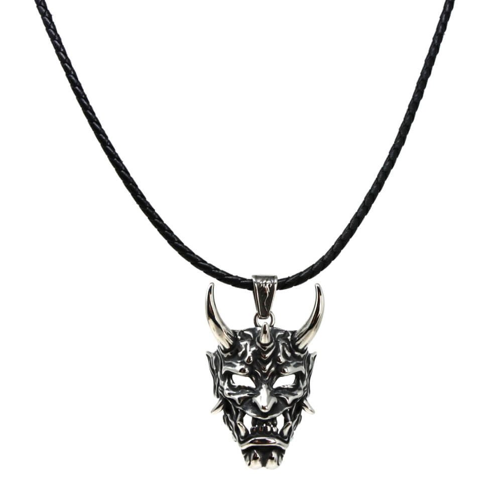 DALMARO Kette mit Anhänger Lederkette Edelstahlkette 316L TEUFEL MASKE, Her günstig online kaufen