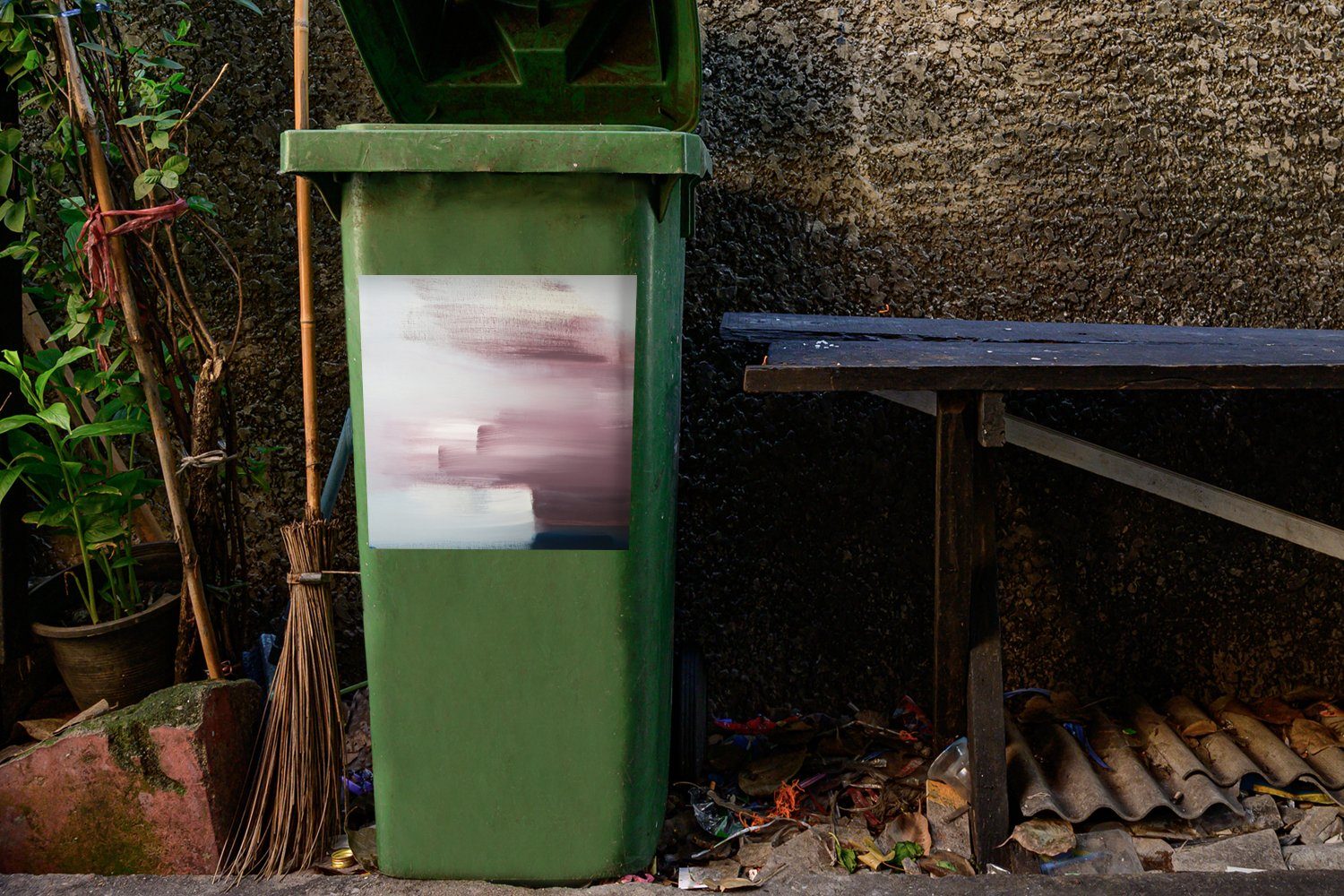 Malerei Abstrakt (1 Container, Wandsticker Abfalbehälter - St), Mülleimer-aufkleber, Ölgemälde MuchoWow Mülltonne, - Sticker,