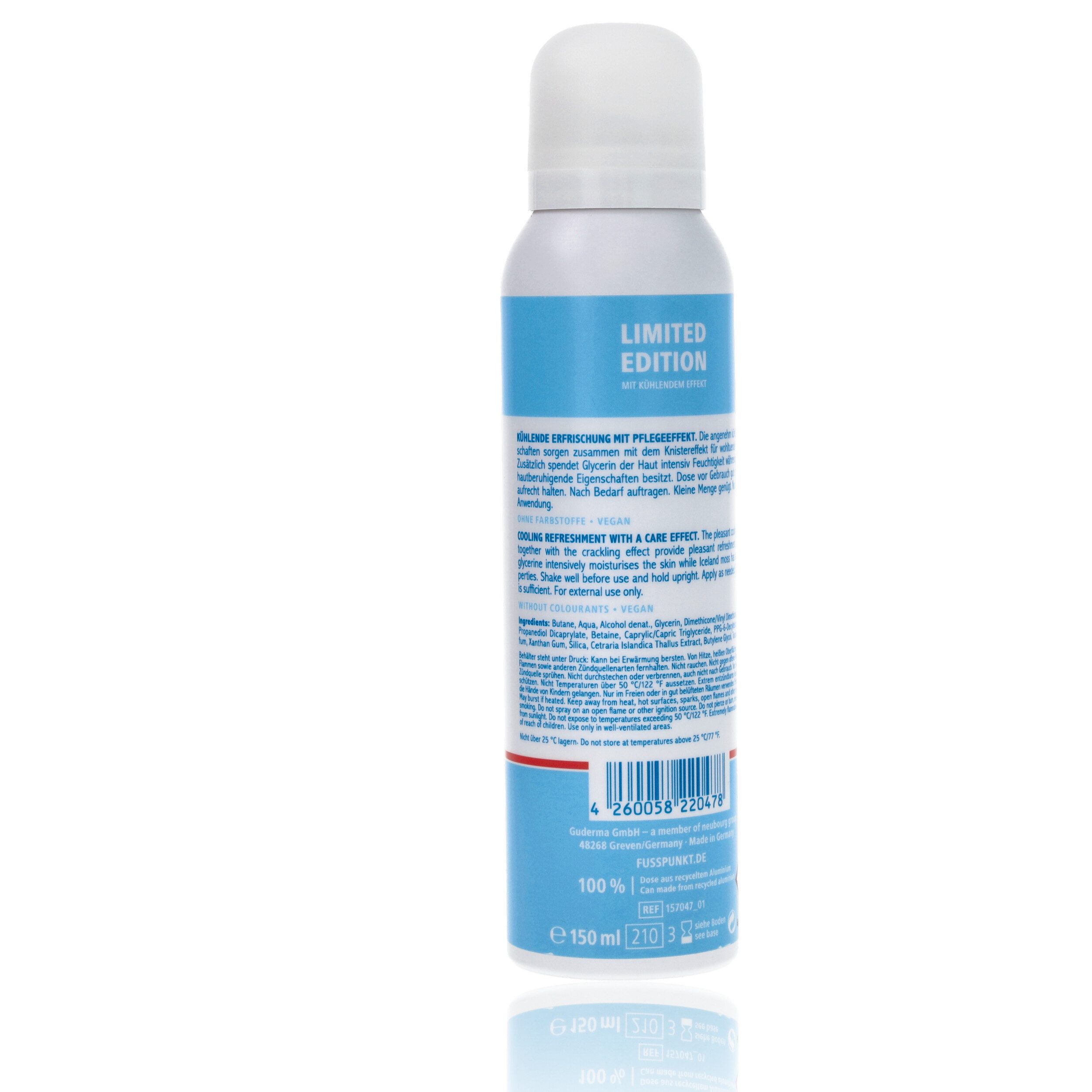 Fußpunkt Fußschaum Fußpunkt Crackling Schaum mit kühlendem Knistereffekt 150ml Mit Glycerin und Island Moos, 1-tlg., Erfrischt & kühlt & belebt müde Füße / Beine