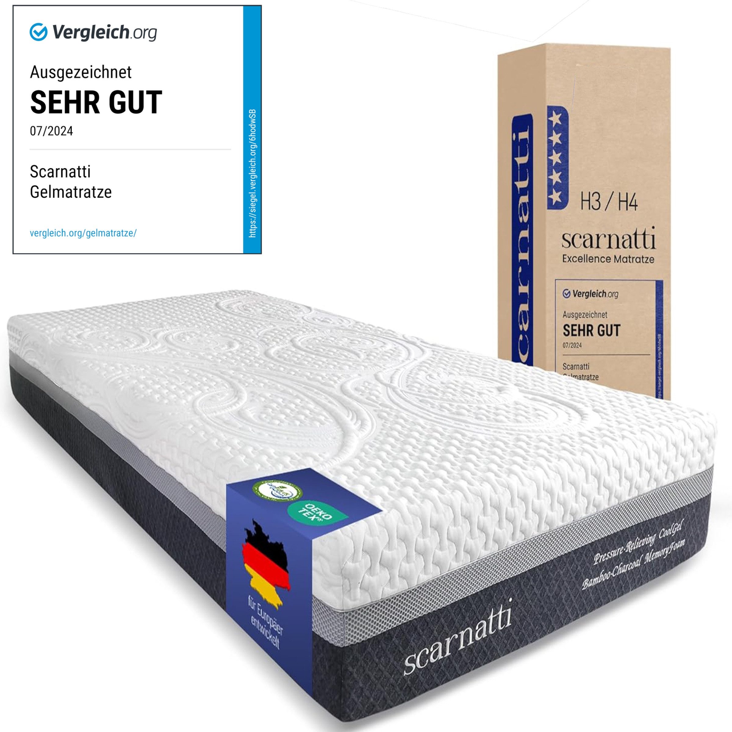 Visco-Matratze Scarnatti™ Gel Memory Foam 18 cm hoch – 7 Zonen Druckentlast günstig online kaufen