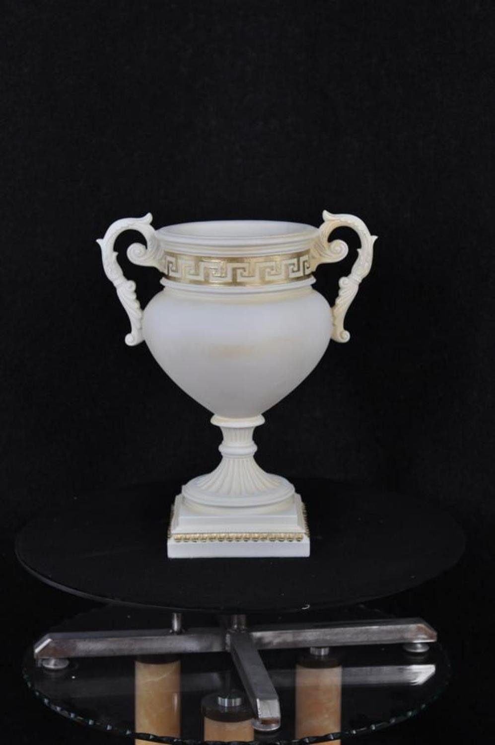 JVmoebel Skulptur Design Blumen Vasen Deko Kelch Topf Pokal XXL Handarbeit Weiß Vase 49cm