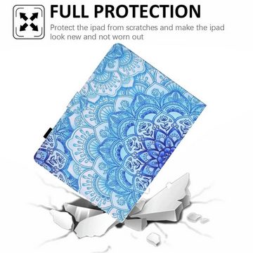 Wigento Tablet-Hülle Kunstleder Tablet Cover Tasche Green Flower für PocketBook InkPad X Blau Hülle Case Etui