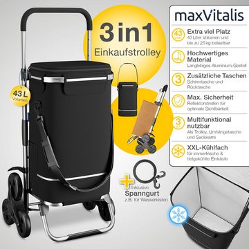 maxVitalis Einkaufstrolley Treppensteiger mit Kühlfunktion »Premium«, 43 l, mit extragroße abnehmbarer Tasche mit Schultergurt