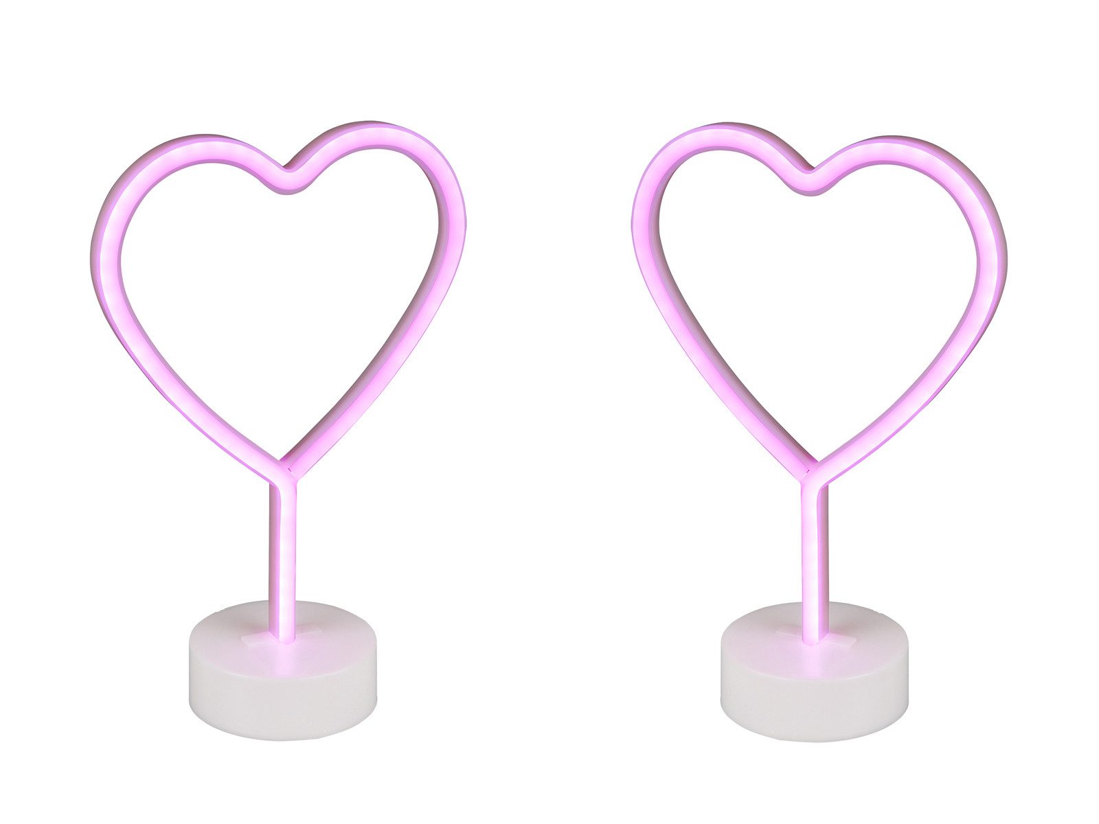Reality Leuchten LED Dekolicht, LED fest integriert, 2er SET Dekoleuchte Herz-lampe ausgefallene Tischlampe ohne Kabel