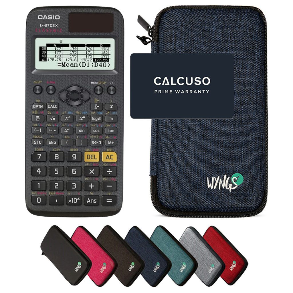 CASIO Taschenrechner fx-87DE X ClassWiz inkl. WYNGS Schutztasche Blau