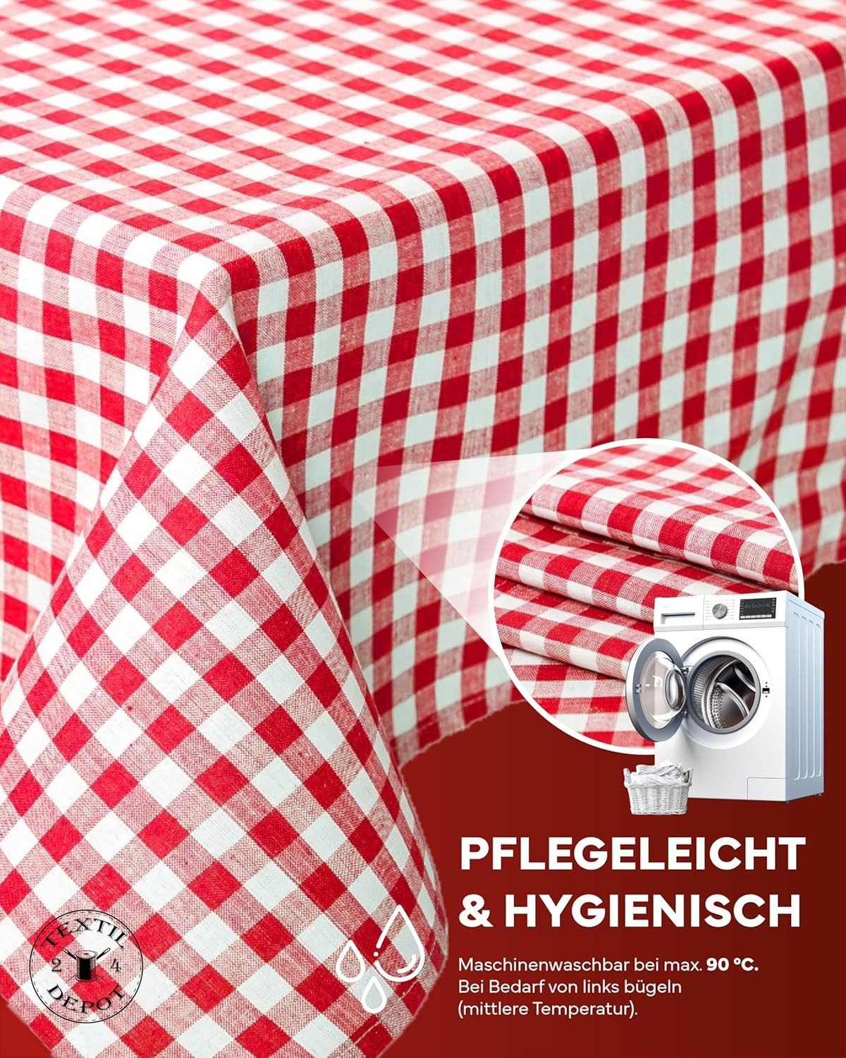 texpot Tischdecke kariert Landhausstil Bauernkaro 100% Baumwolle (1-tlg) – Bild 5 von 5