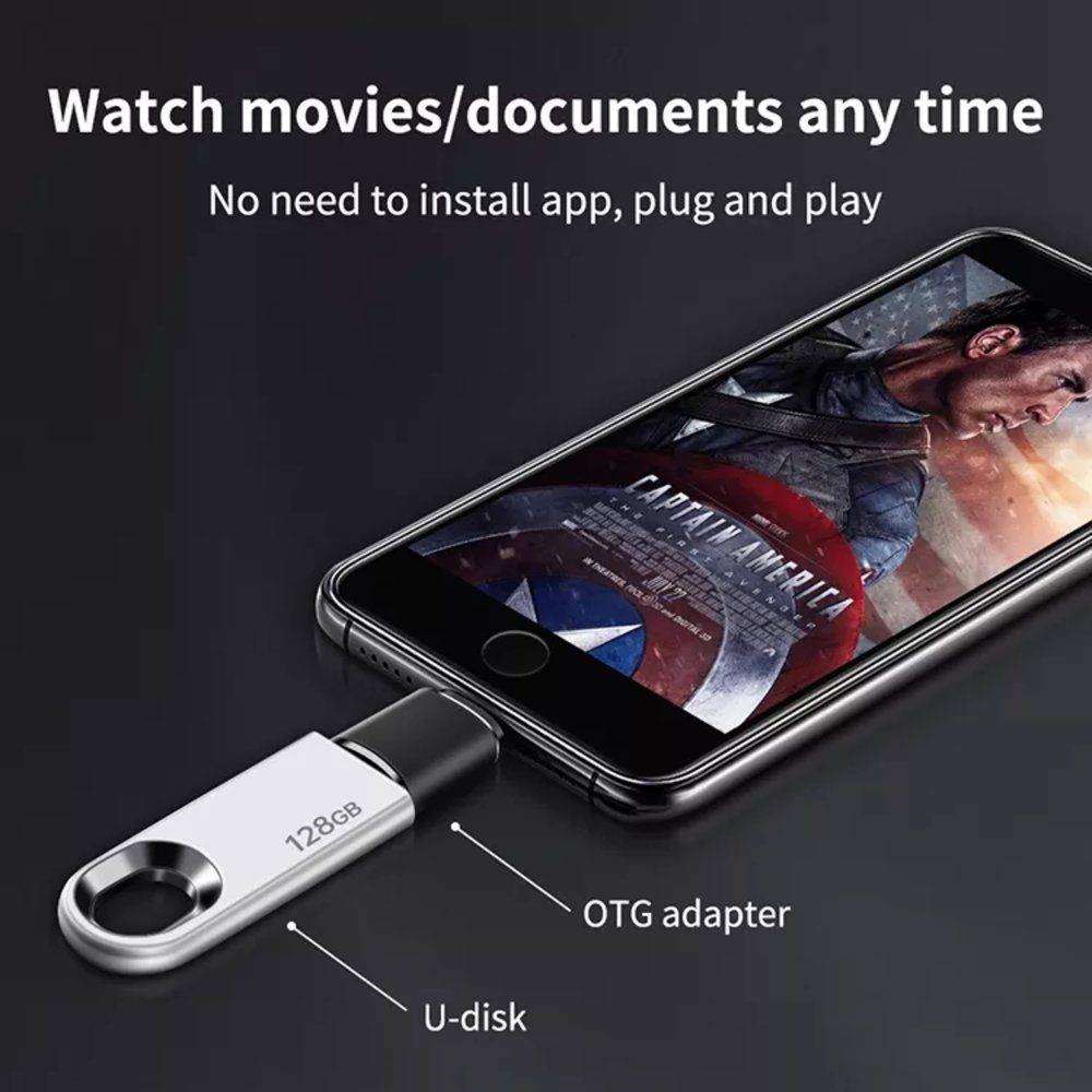 TradeNation USB A 3.0 auf Lightning Adapter OTG iPhone iPad USB-Stick Daten Laden Smartphone-Adapter Lightning zu USB 3.0 Typ A, Schnelles Laden, Plug & Play, U – Bild 2 von 5
