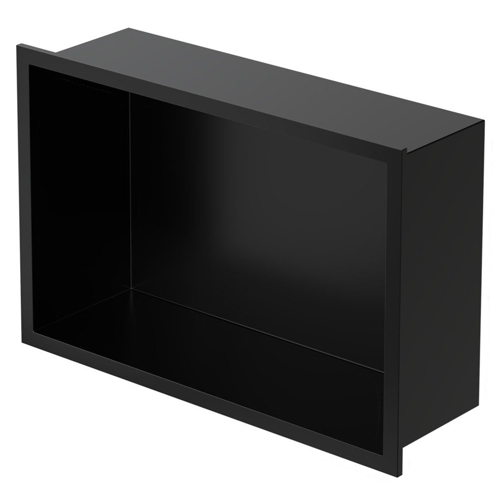 LuxeBath Duschwand Wandnische mit Rahmen aus Edelstahl Flexibler Einbau für Badezimmer, Duschnische Schwarz 20x30x10cm Einzelregal & Rahmen Befliesbare Nische