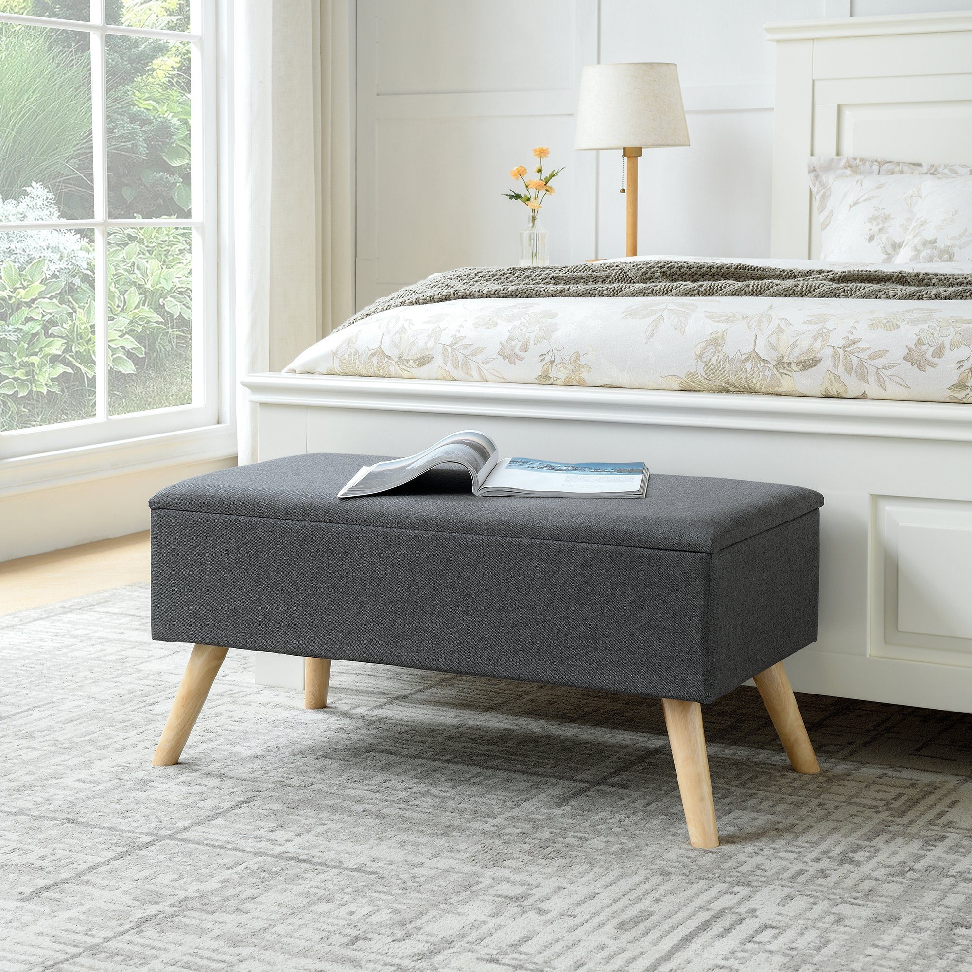 en.casa Sitztruhe, »Salford« Sitzbank 79x39,5x39,5cm Dunkelgrau günstig online kaufen
