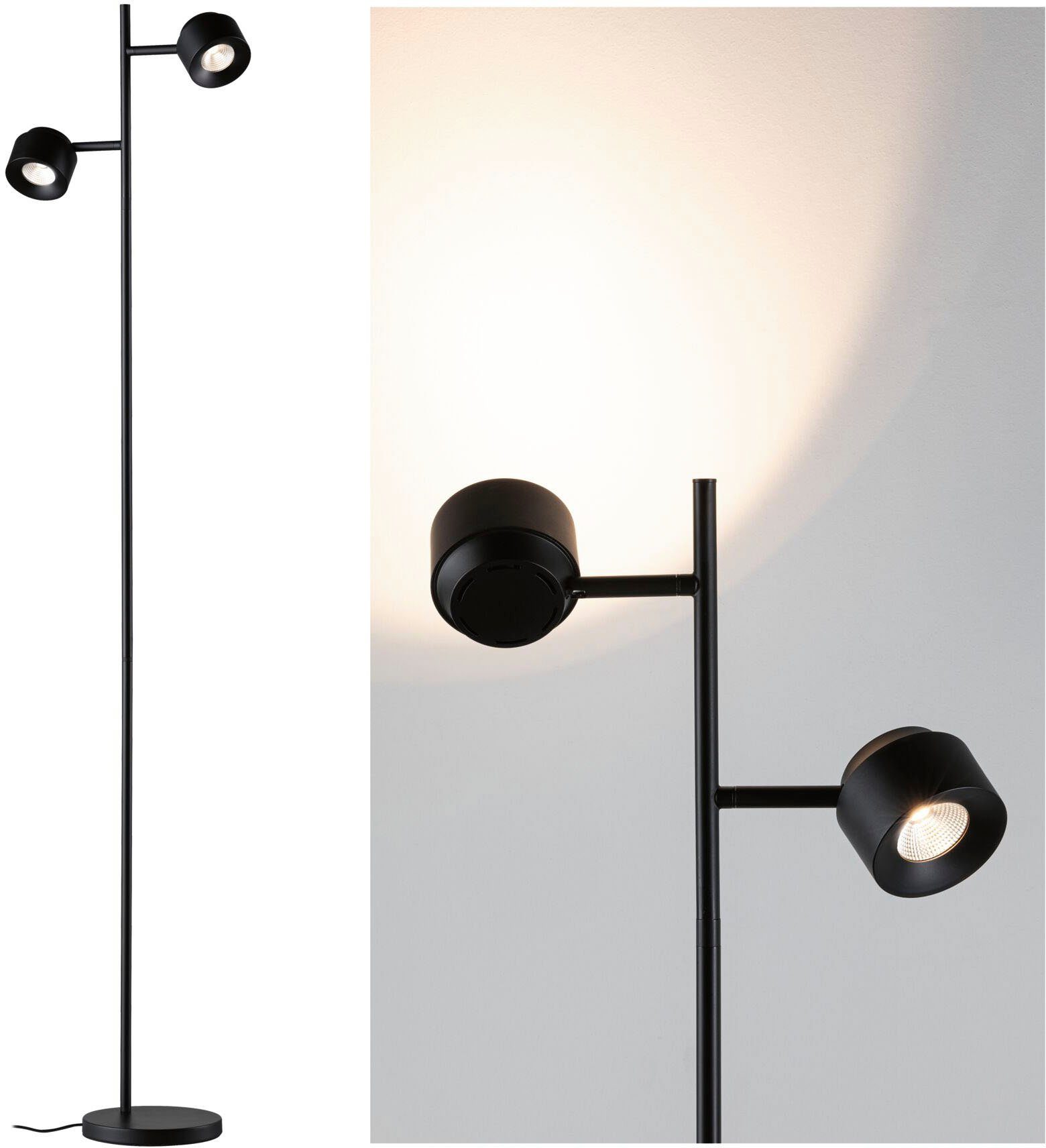 Paulmann Stehlampe Puric Pane, LED fest 3-Step integriert, dimmbar Warmweiß