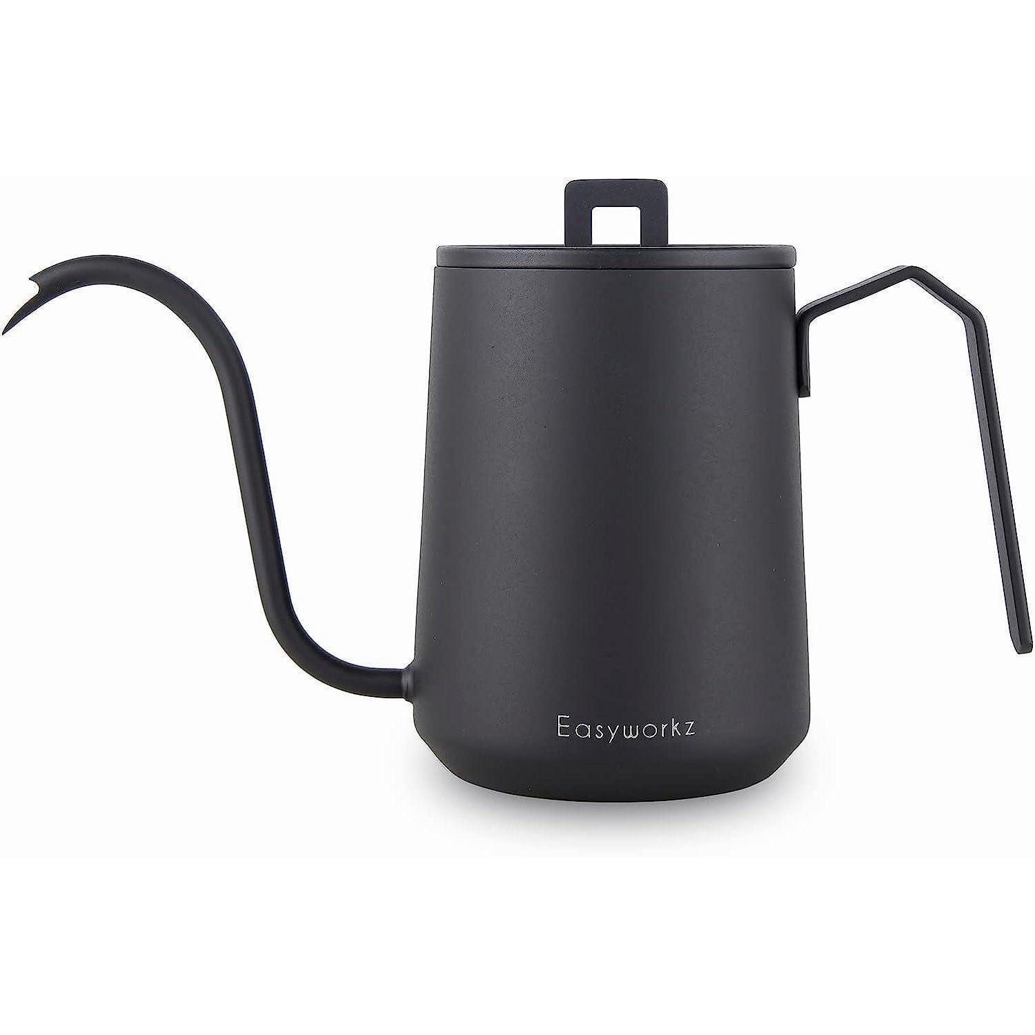LuxusKollektion Kaffeekanne Kaffeekanne Schwanenhals Edelstahl 600ml Handtropfen Mattschwarz