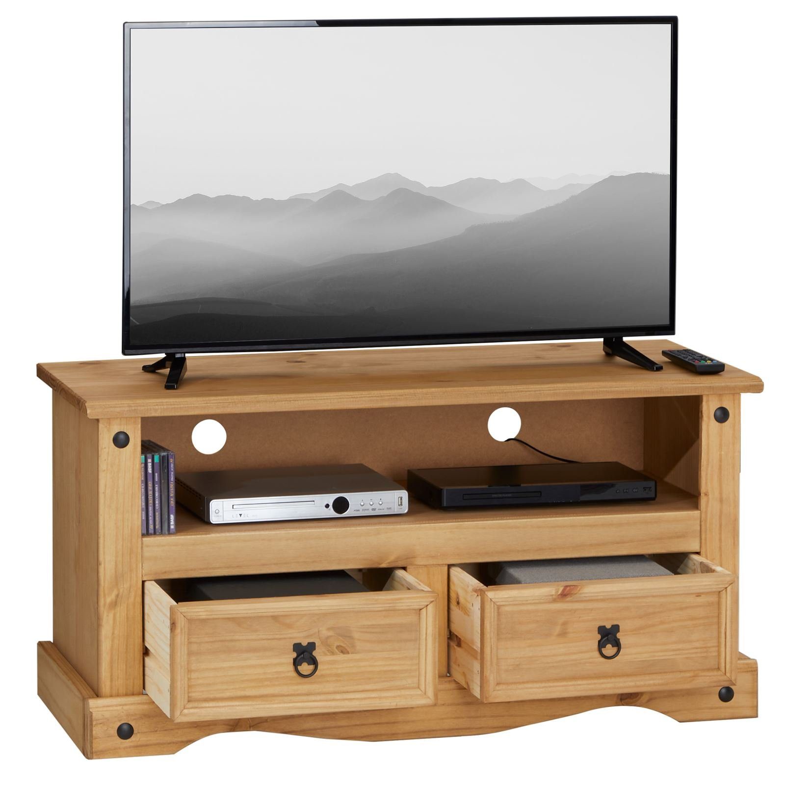CARO-Möbel Lowboard SALSA, TV Board mit Stauraum, Mexiko Stil Landhaus, Massivholz natur