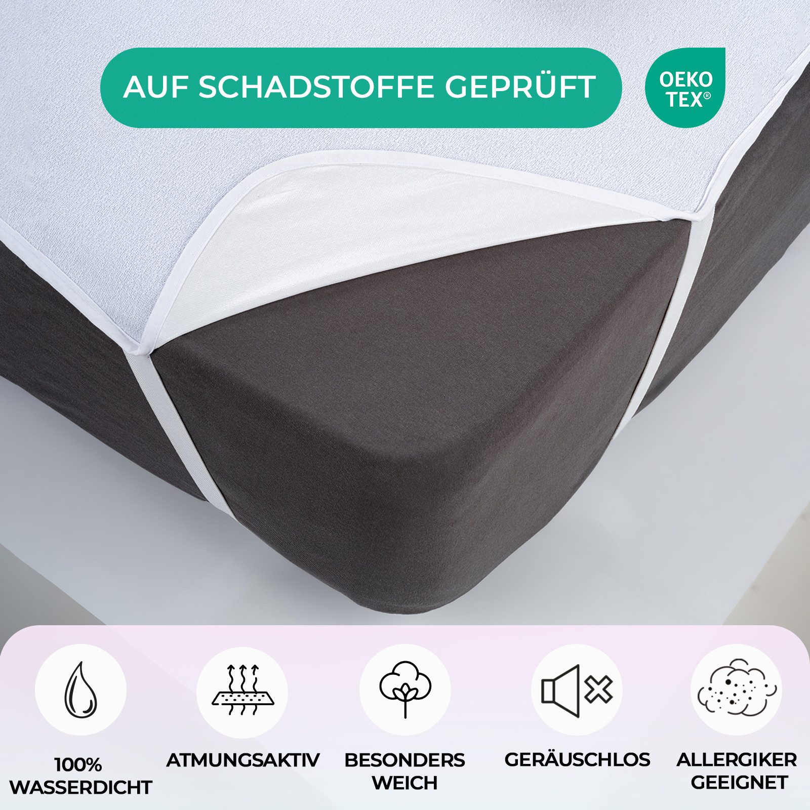 Matratzenschoner Matratzenauflage Buymax, Wasserdichter Matratzenschoner bis 60° Waschbar, Matratzenschutz
