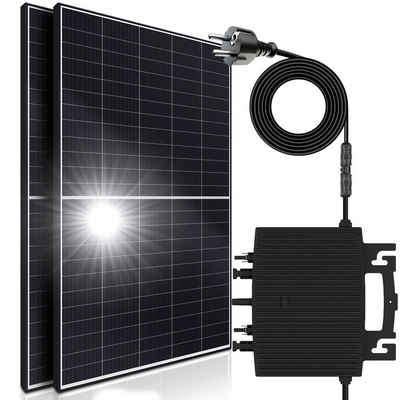 SUNNIVA Solaranlage 1100/800W Balkonkraftwerk, 800,00 W, Monokristallin, (E-Star 800W Micro-Wechselrichter HERF Wifi Upgradebar Drosselbar, 2x 550W Solarmodule, Solaranlage mit 5m Anschlusskabel, Solarkabel, Photovoltaikanlage), Balkon Mini-PV Anlage genehmigungsfrei Inverter, Solarpanel Solarmodul