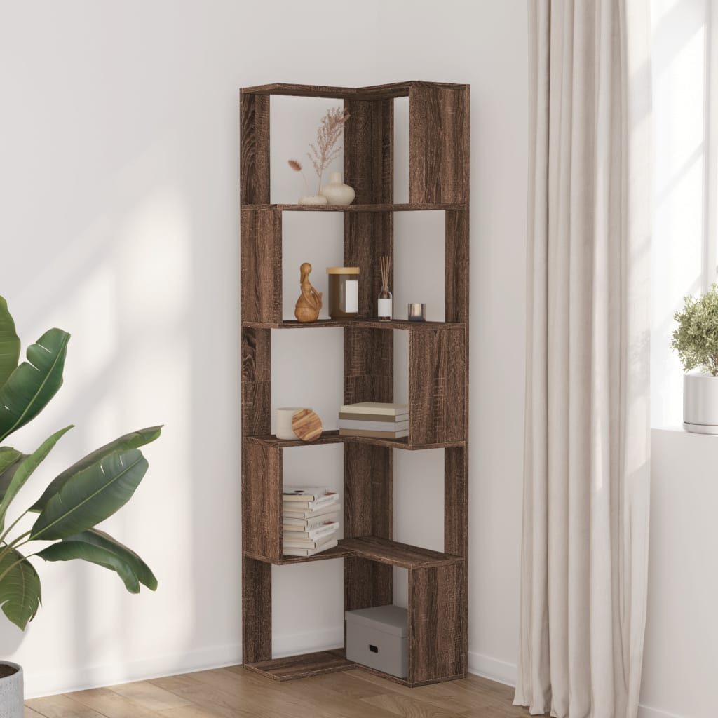 vidaXL Bücherregal Eck-Bücherregal 5 Böden Eichen-Optik günstig online kaufen
