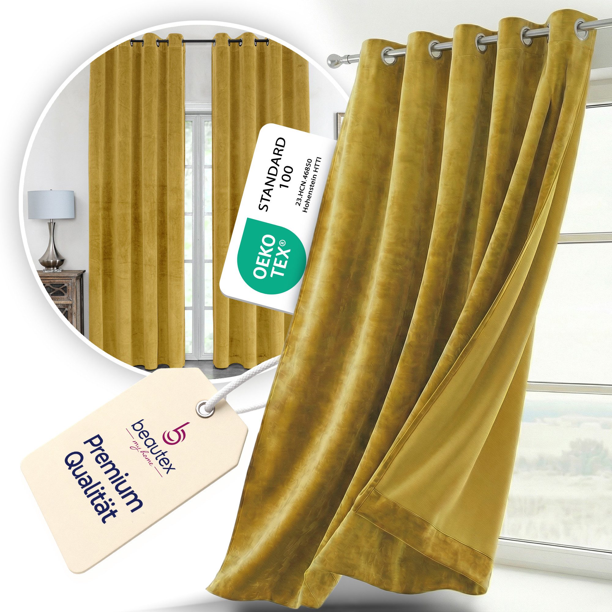 Beautex Verdunkelungsvorhang Samt Vorhang Ösen Gardine Velvet blickdicht abdunkelnd (1 St), Ösen, abdunkelnd, Velvet-Samt, blickdicht, Ösenaufhängung, pflegeleicht