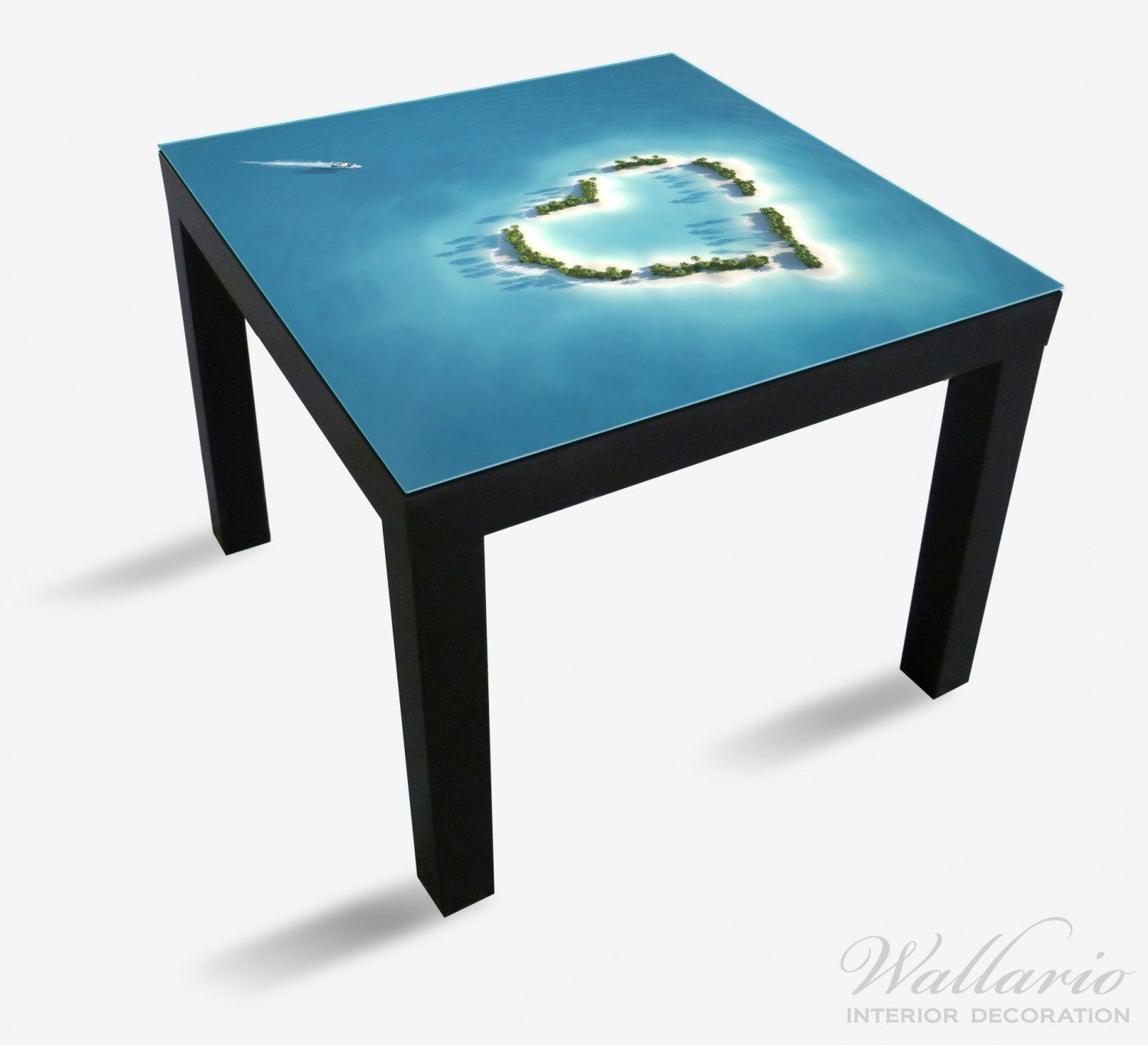 mit (1 für geeignet Wallario Herz St), Tischplatte Lack Insel Ikea Tisch