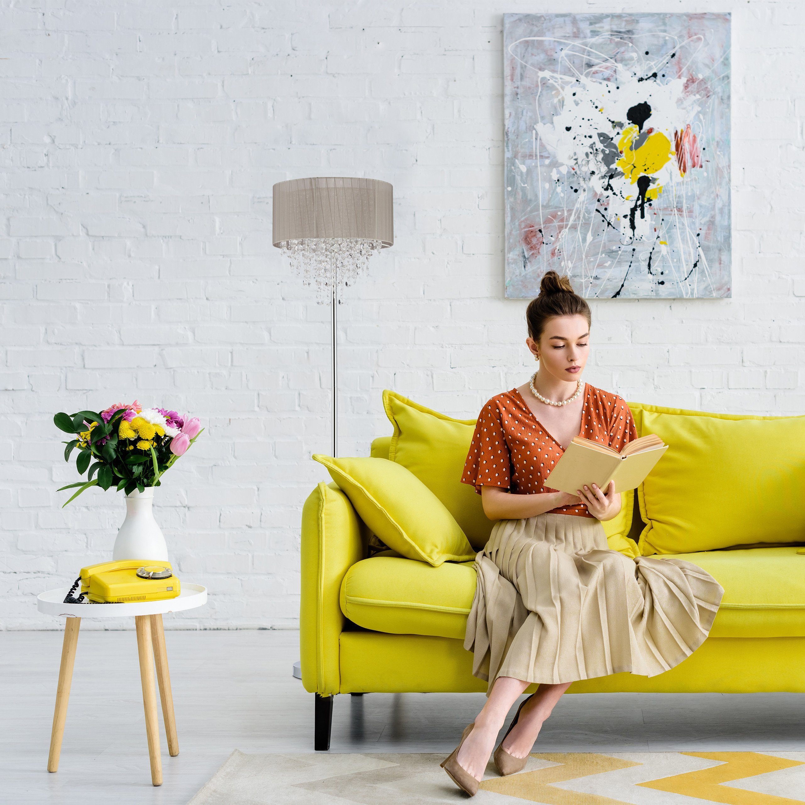 relaxdays Stehlampe Organza Kristall günstig online kaufen